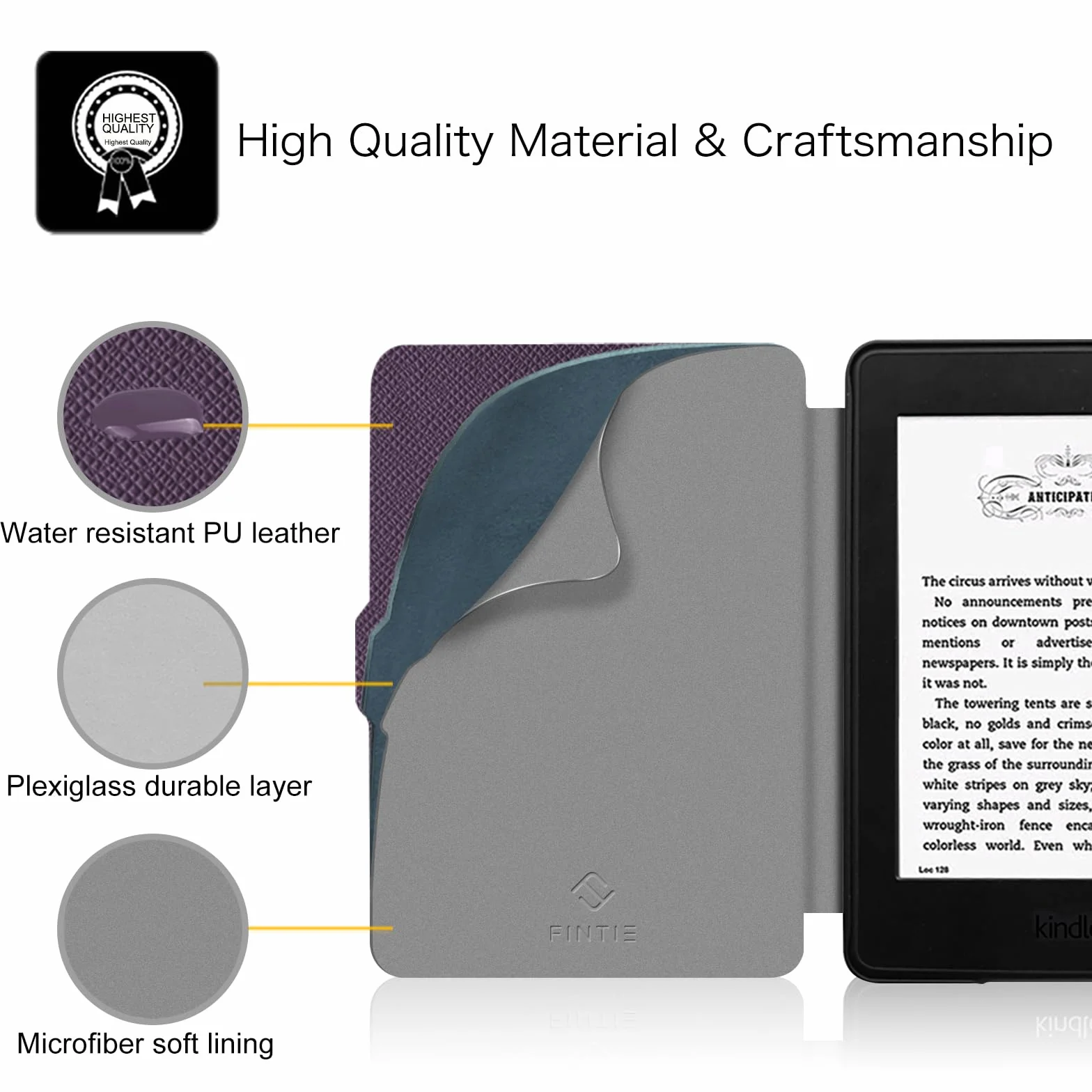FINTIE Custodia per Kindle Paperwhite 6" 2012-2017 Modello EY21 DP75SDI, Cover Sottile Leggero con Auto Sveglia/Sonno, Viola