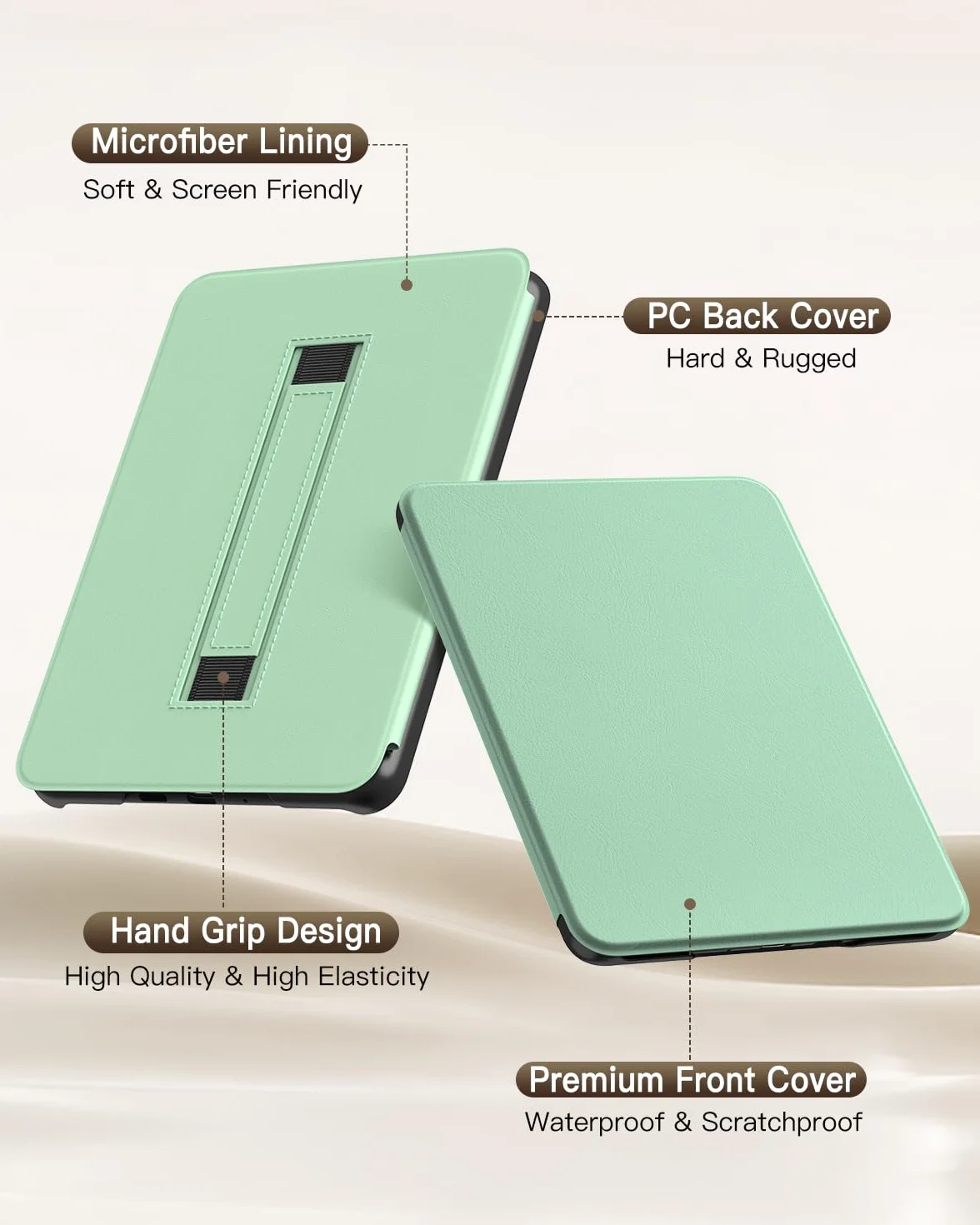 MoKo Custodia Compatibile con 7" Kindle Paperwhite 12th Gen 2024 e Kindle Colorsoft Signature Edition 2024, Custodia Leggera con Cinghia Auto Wake/Sleep, Verde Agave