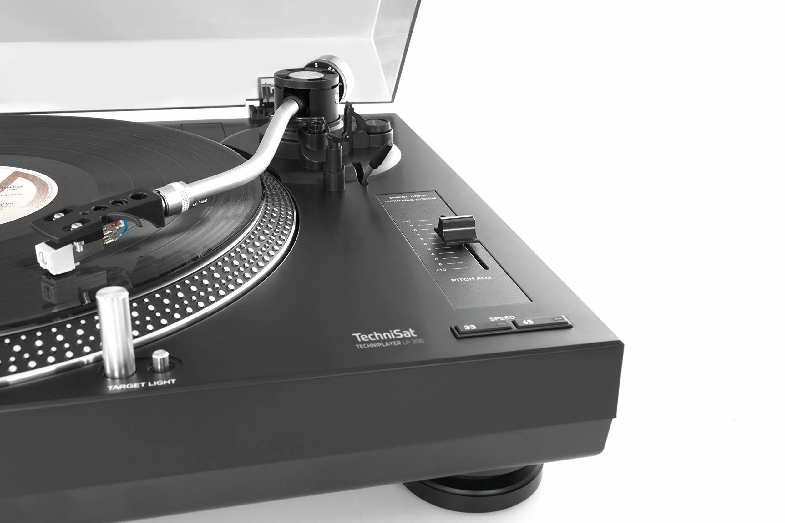 TechniSat TECHNIPLAYER LP 300 Giradischi professionale USB per DJ con funzione scratch, velocità 33/45 giri/min, azionamento diretto, nero