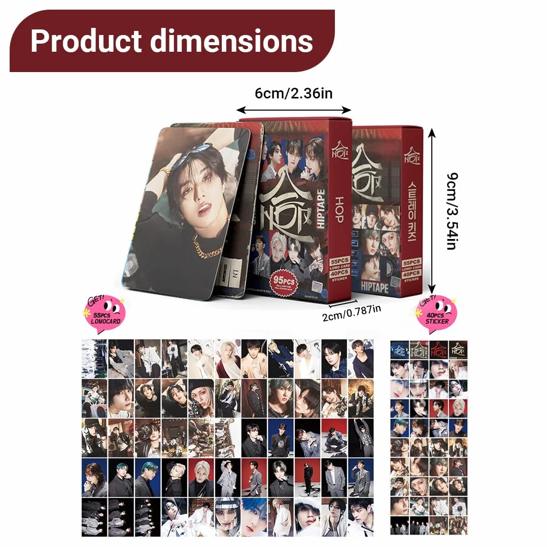 Stray Kids Photocards 55 pezzi Lomo Carte 40 Adesivi SKZ Album Fan HOP