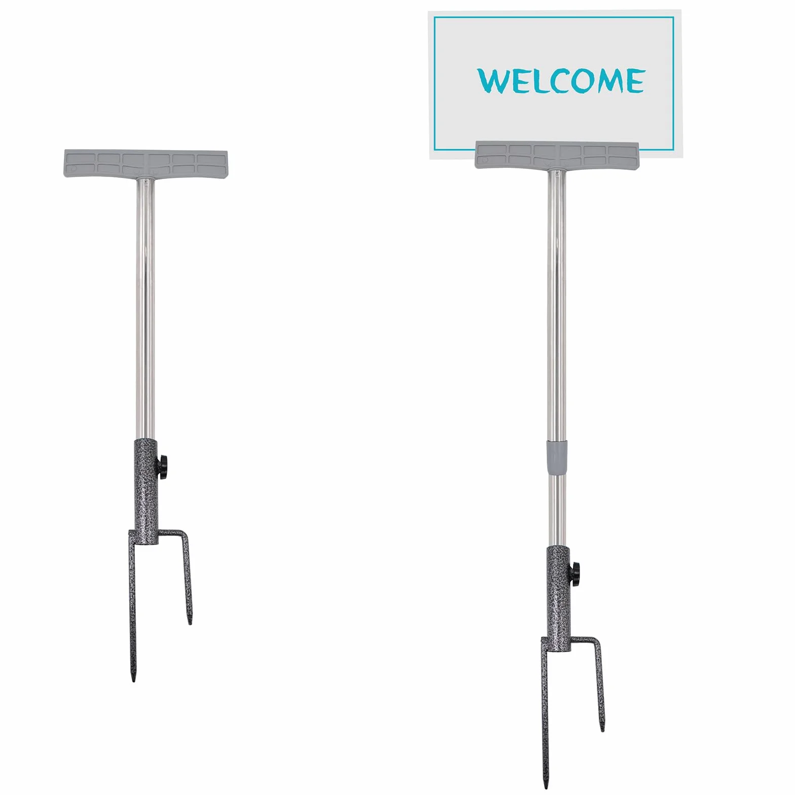 2 paletti per cartelli con palo in metallo, per giardino, cortile, prato, 52 – 78 cm