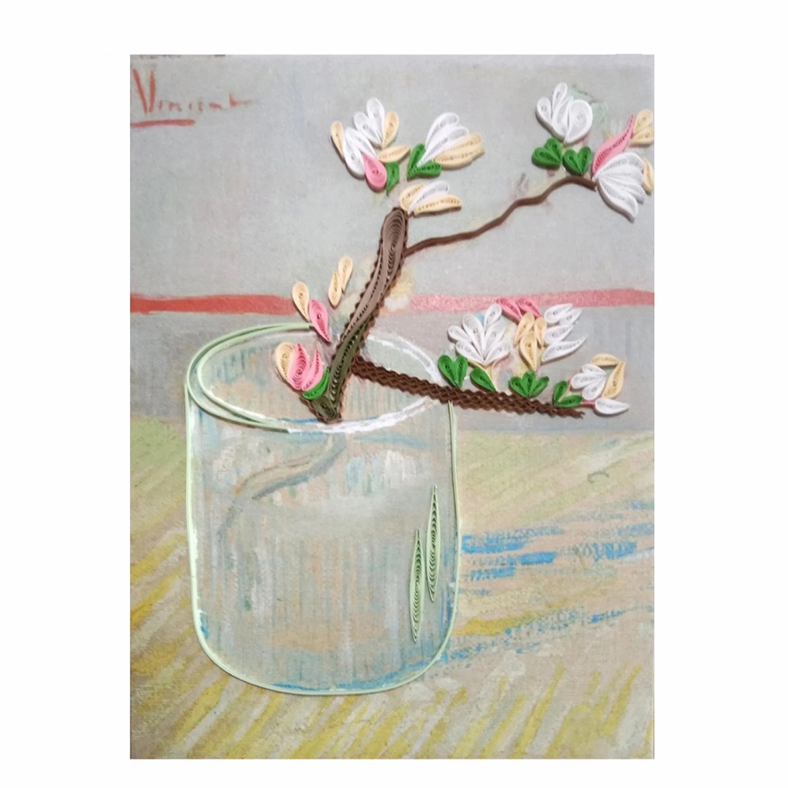 Biglietto Van Gogh Sprig Of Almond Quilling – Biglietto regalo Filigrana z kopertą