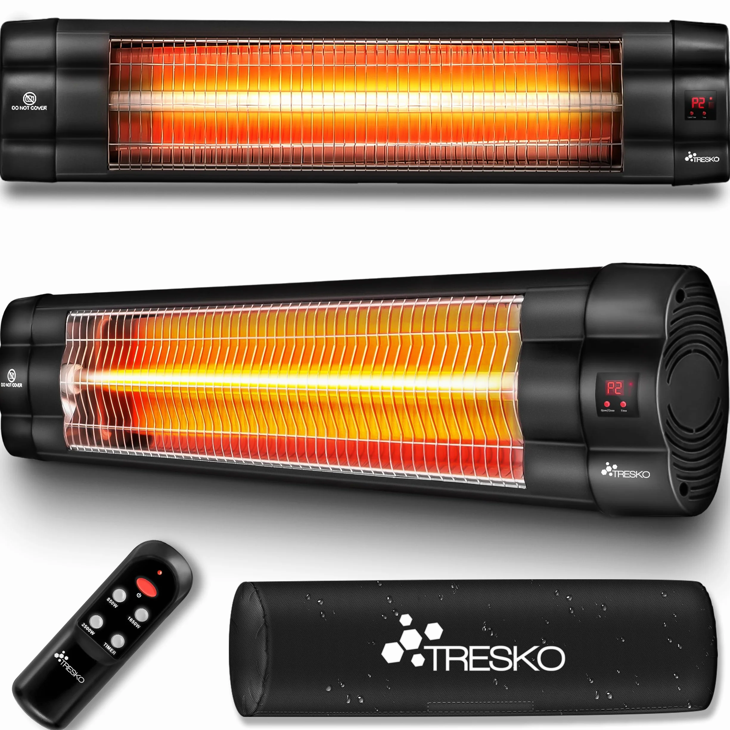 TRESKO Riscaldatore ad Infrarossi 2500W Telecomando 3 Livelli Calore Stufa Elettrica Esterno