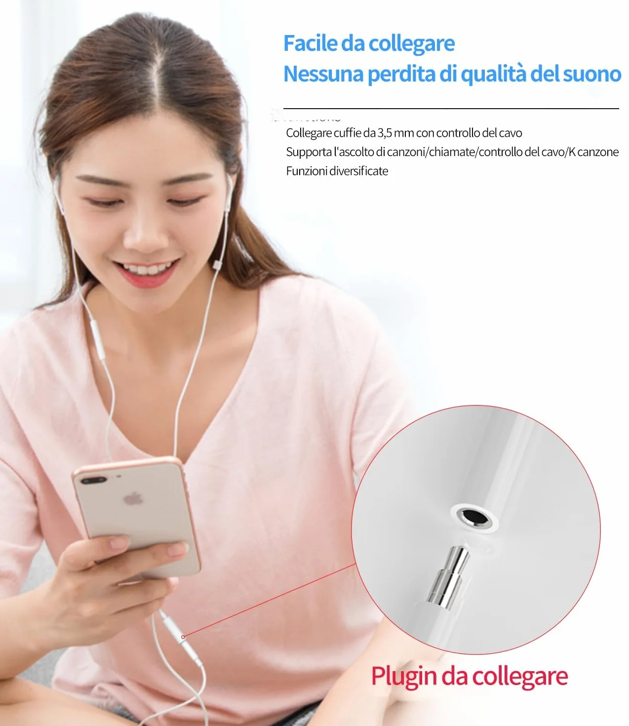 Adattatore Cuffie Apple Cavo Aux Auricolari Lightning Jack 3,5mm Sdoppiatore per iPhone 14 13 12 11 Pro Max Mini 7 8 Plus X SE XS XR iPad Air