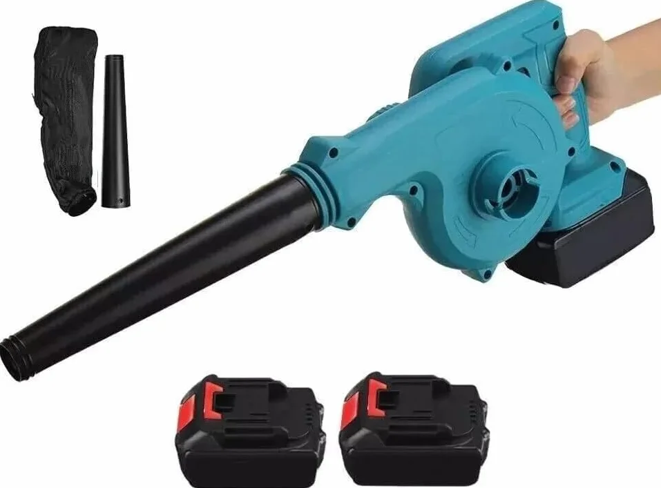 Soffiatore Elettrico a doppia batteria 48V per foglie giardino velocità aria regolabile con sacca 2 Batterie