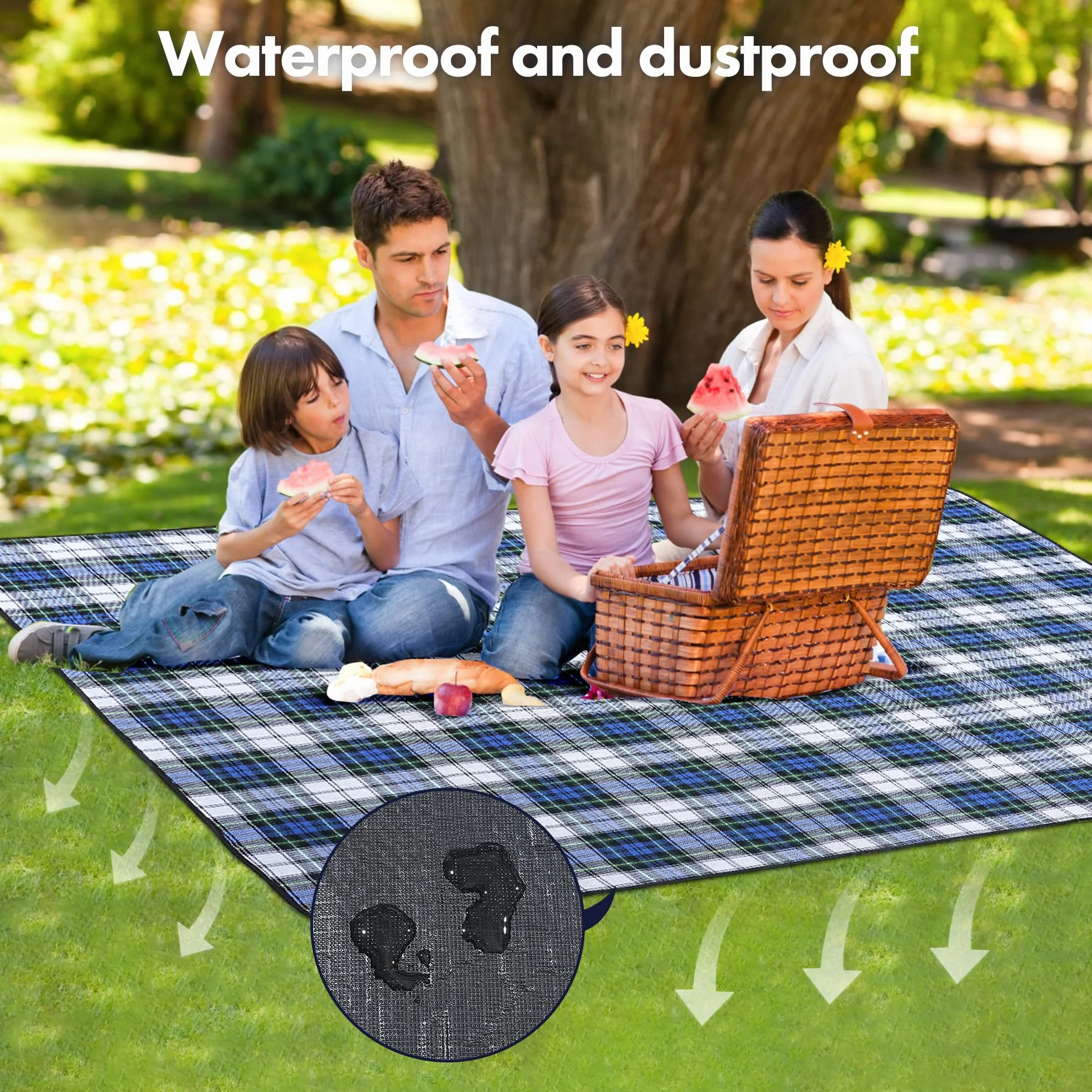 TRIXES Coperta da picnic XL impermeabile con maniglia per trasporto