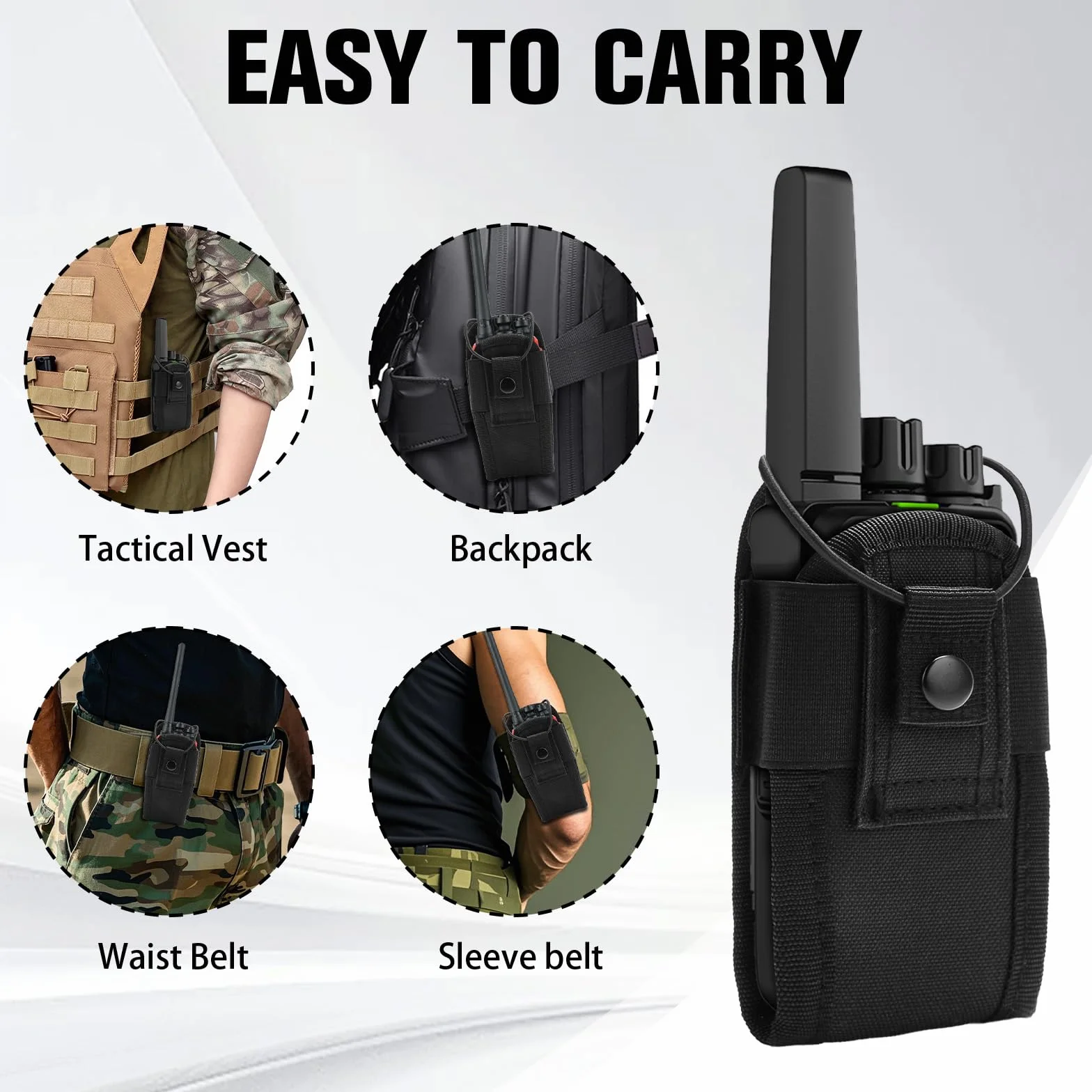 Porta Radio Cinturone Custodia Walkie Talkie Tattica Fondina Multifunzionale