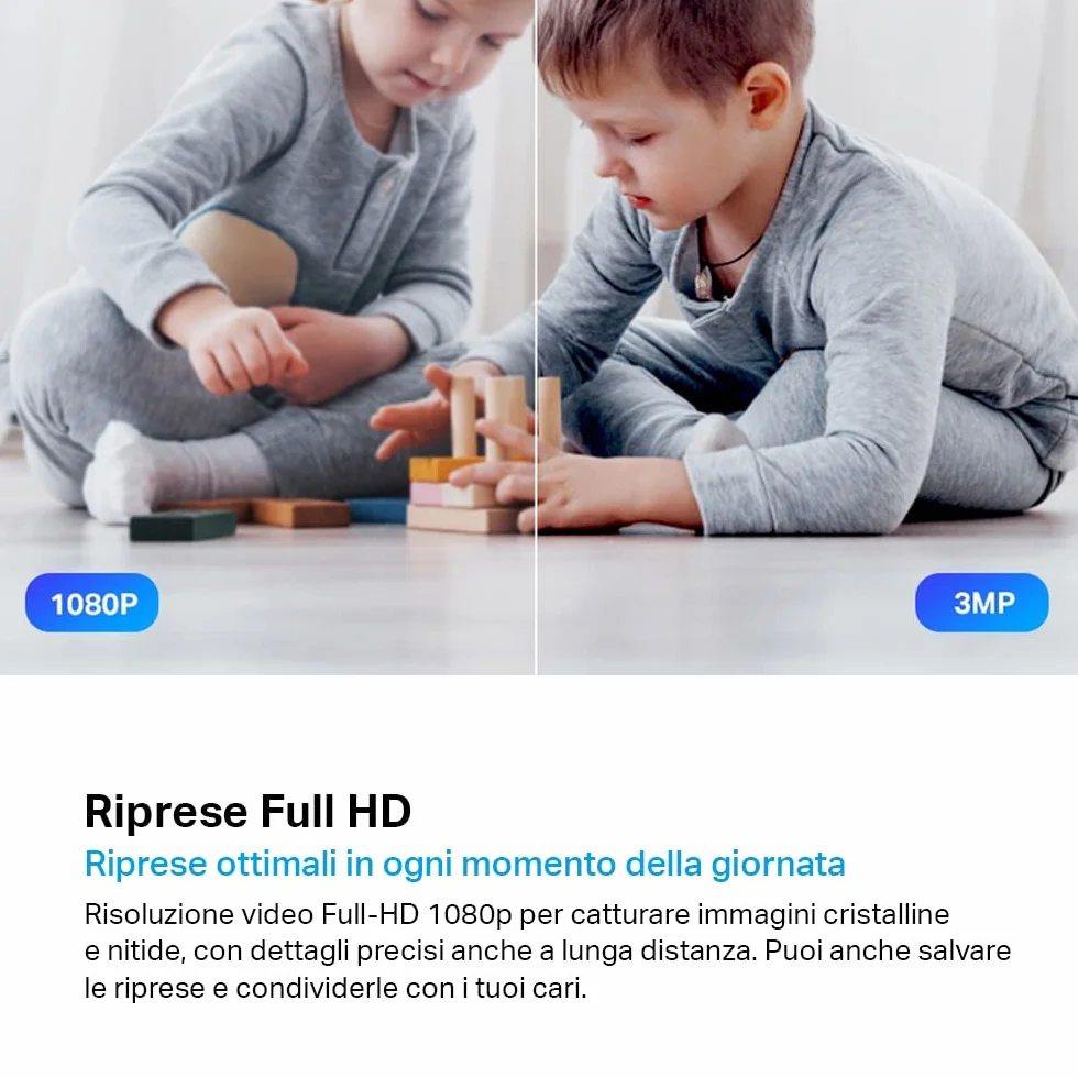 Tapo C210P2 Telecamera Wi-Fi Interno 2K 3MP Videocamera Sorveglianza Visione Notturna Alexa Google Assistant 2 Confezione