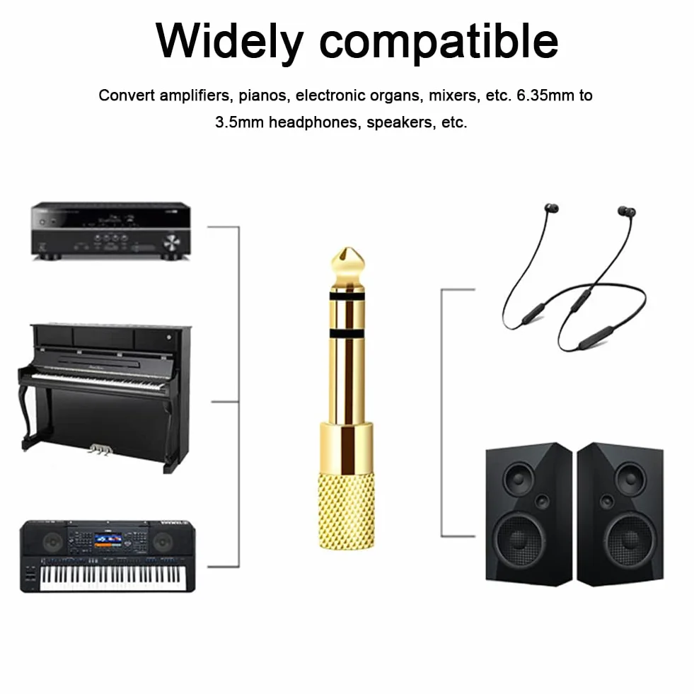 Adattatore Jack Stereo 6,35mm Maschio a 3,5mm Femmina per Chitarra Cuffie