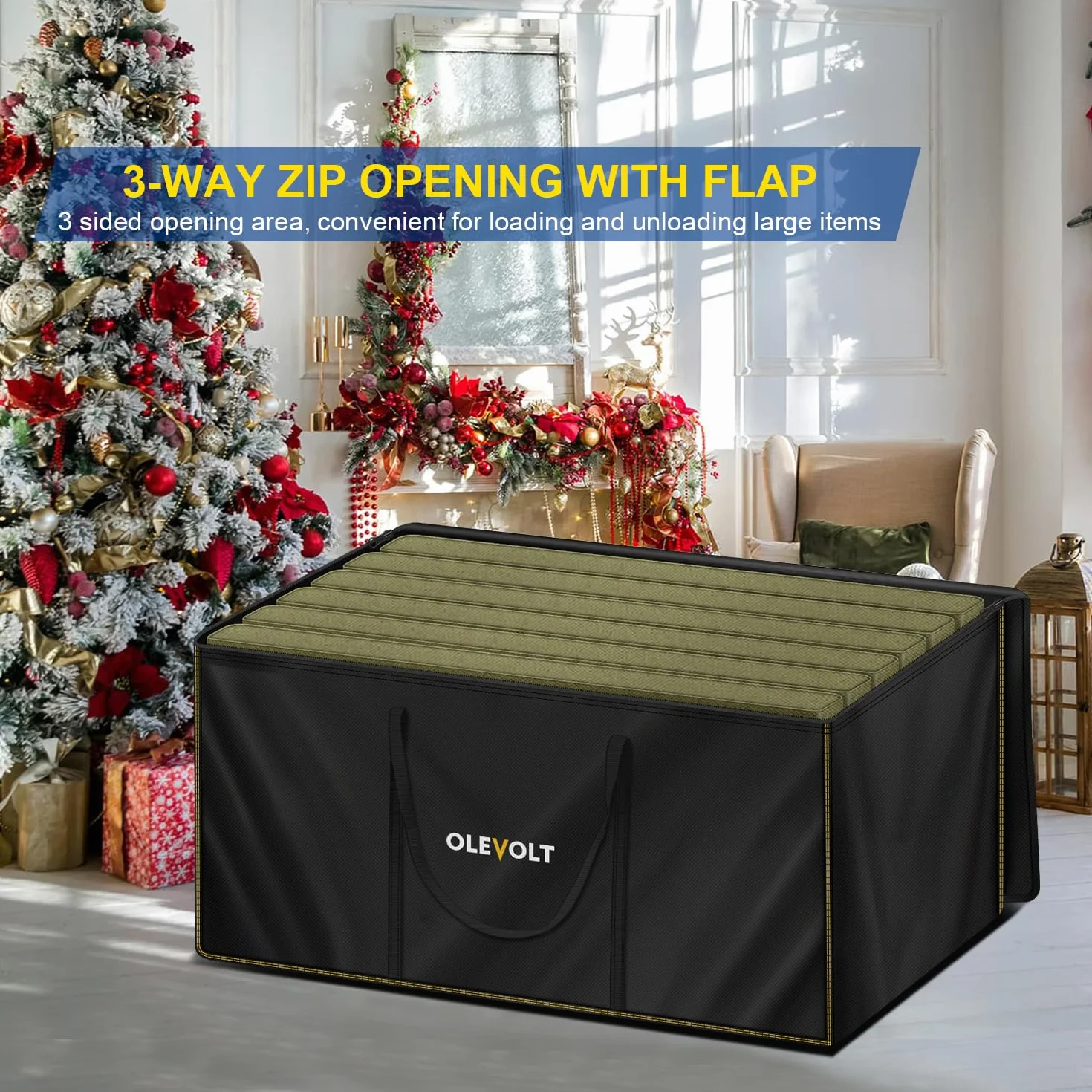 Borsa per Cuscini da Giardino Sacca per albero di Natale Tessuto Oxford 600D Impermeabile Custodia per Cuscini da Giardino Borsa di Stoccaggio per Esterni con Cerniera 100x33x55cm