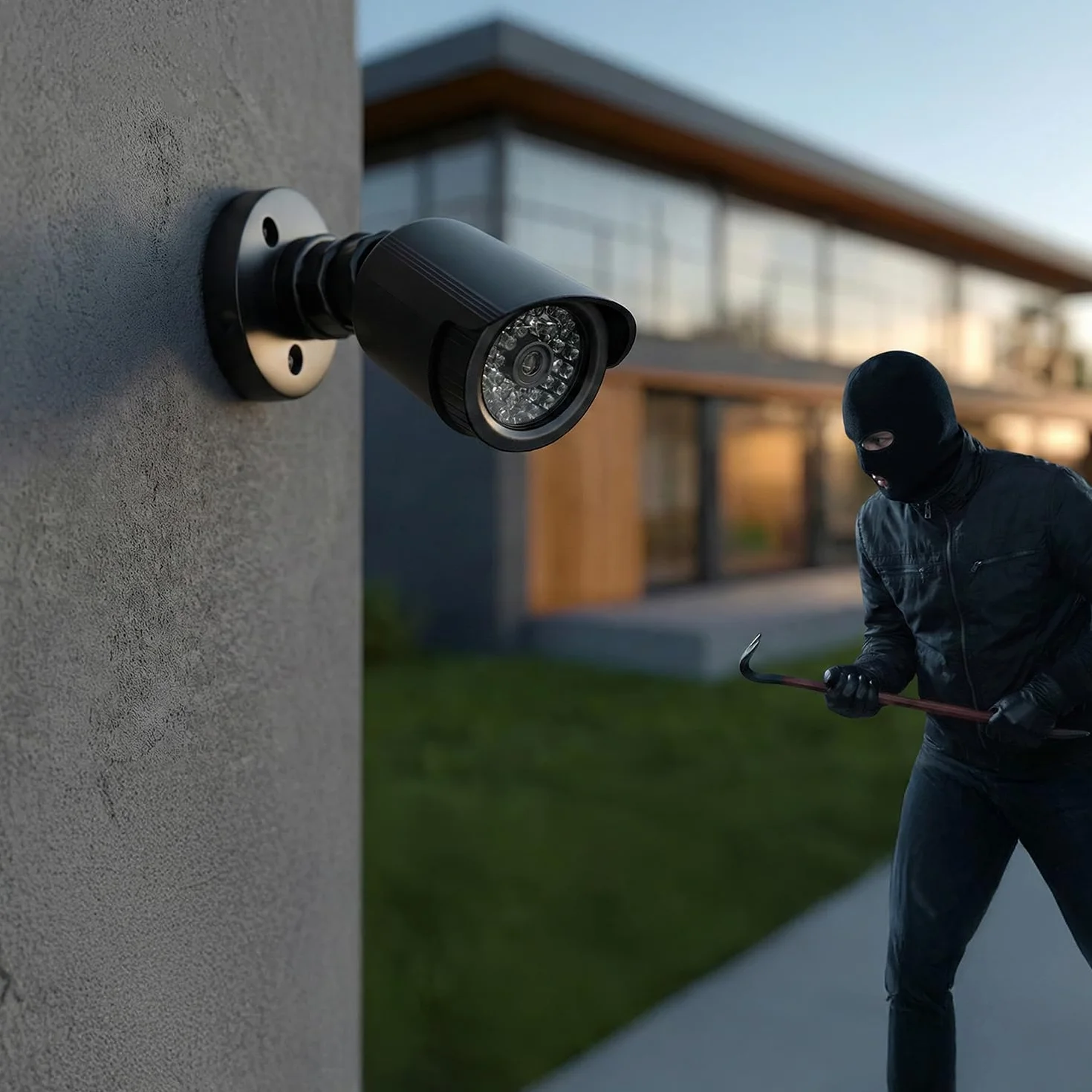Maclean IR1800 Telecamera finta lampeggiante LED IP44 Staffa regolabile esterni interni Nero