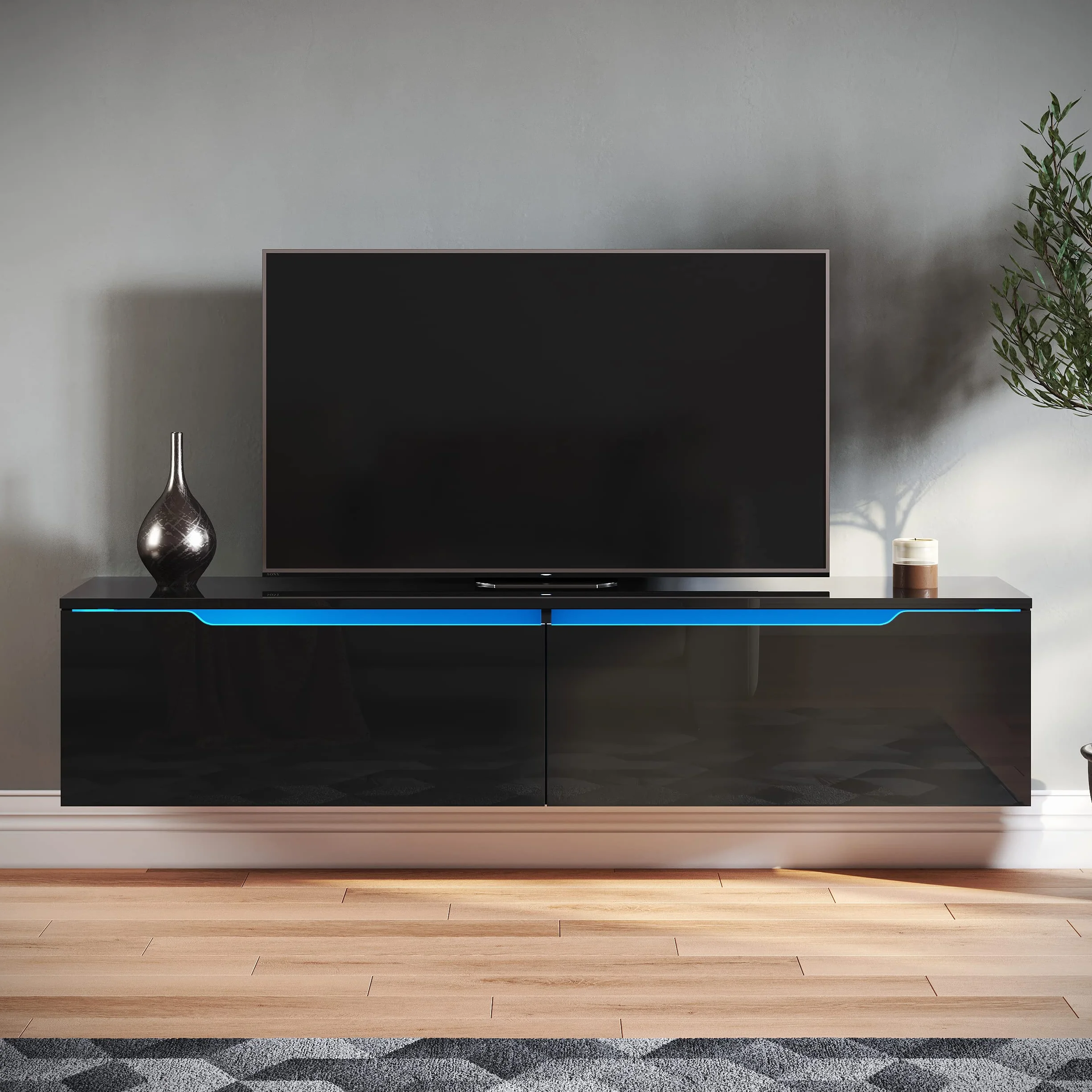 SONNI Mobile TV Sospeso 140x35x30cm Nero