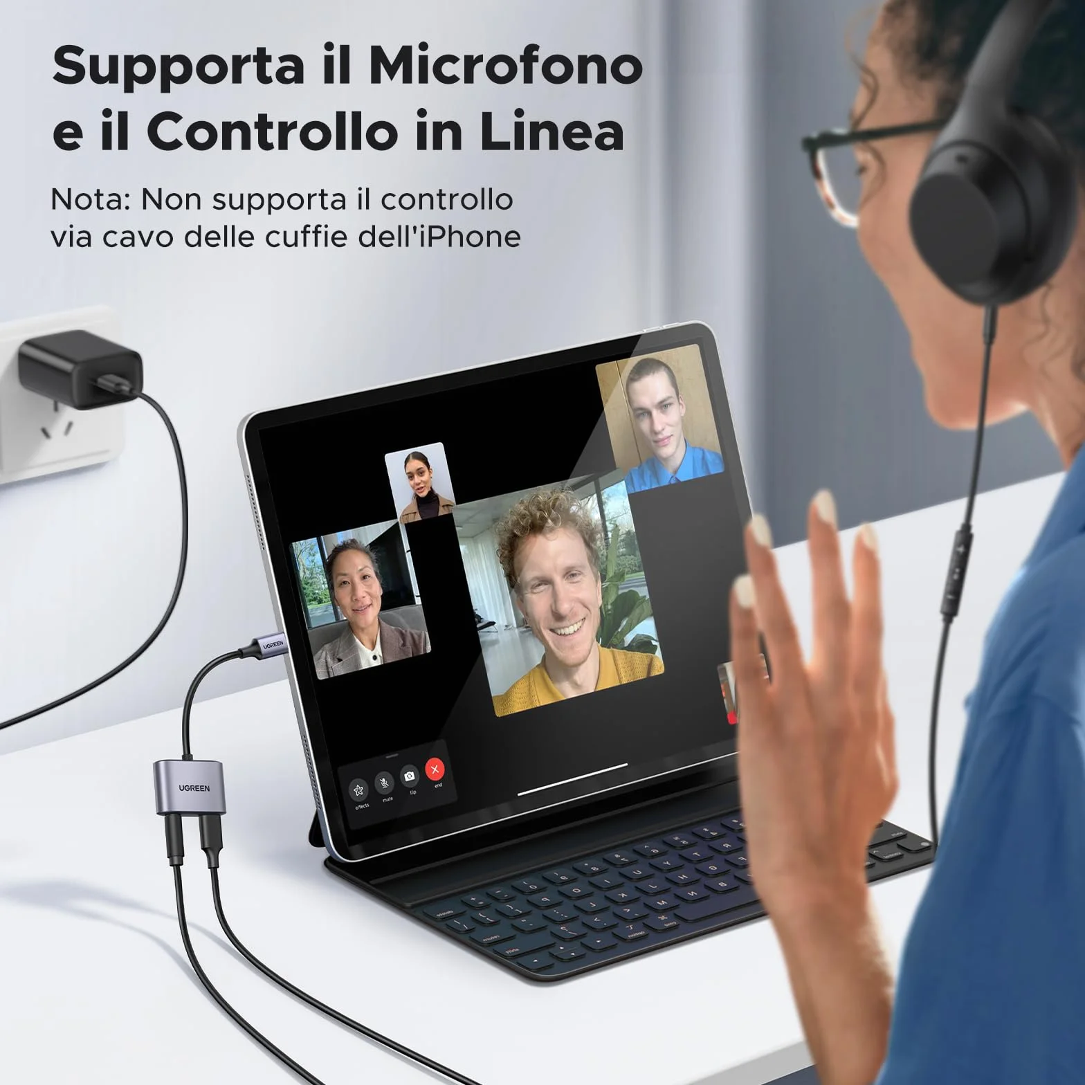 UGREEN Adattatore USB C a Jack 3,5 mm Ricarica Rapida PD 30W Chip DAC per Cuffie Tipo C