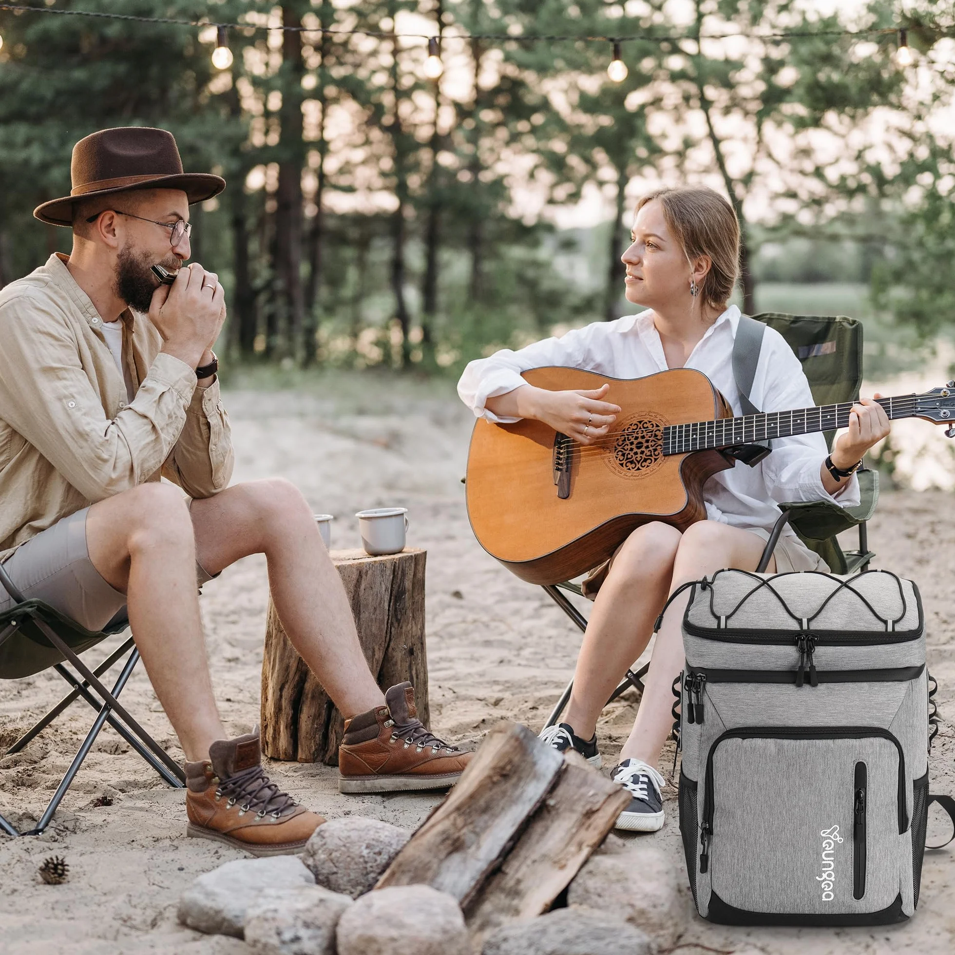 Borsa Termica Zaino Borsa Fredda Isolate per Picnic Campeggio Pranzo Spiaggia YG065 24L Grigio