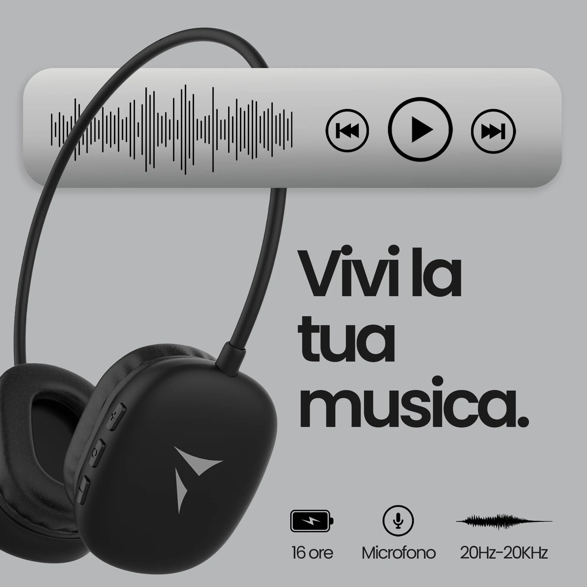 TECHMADE Mini Cuffie Wireless Bluetooth 5.4 Compatte con Jack 3.5 mm Audio Stereo USB-C NERO