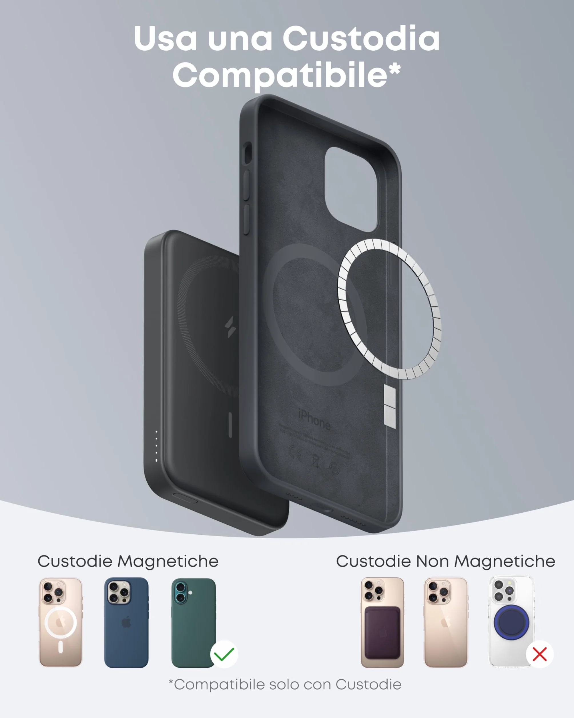 Anker Power Bank MagSafe 5000 mAh 622 Magnetico Senza Fili MagGo, Powerbank Magnetico Pieghevole con USB-C per iPhone 17 Pro Max/Serie 16-12 Nero