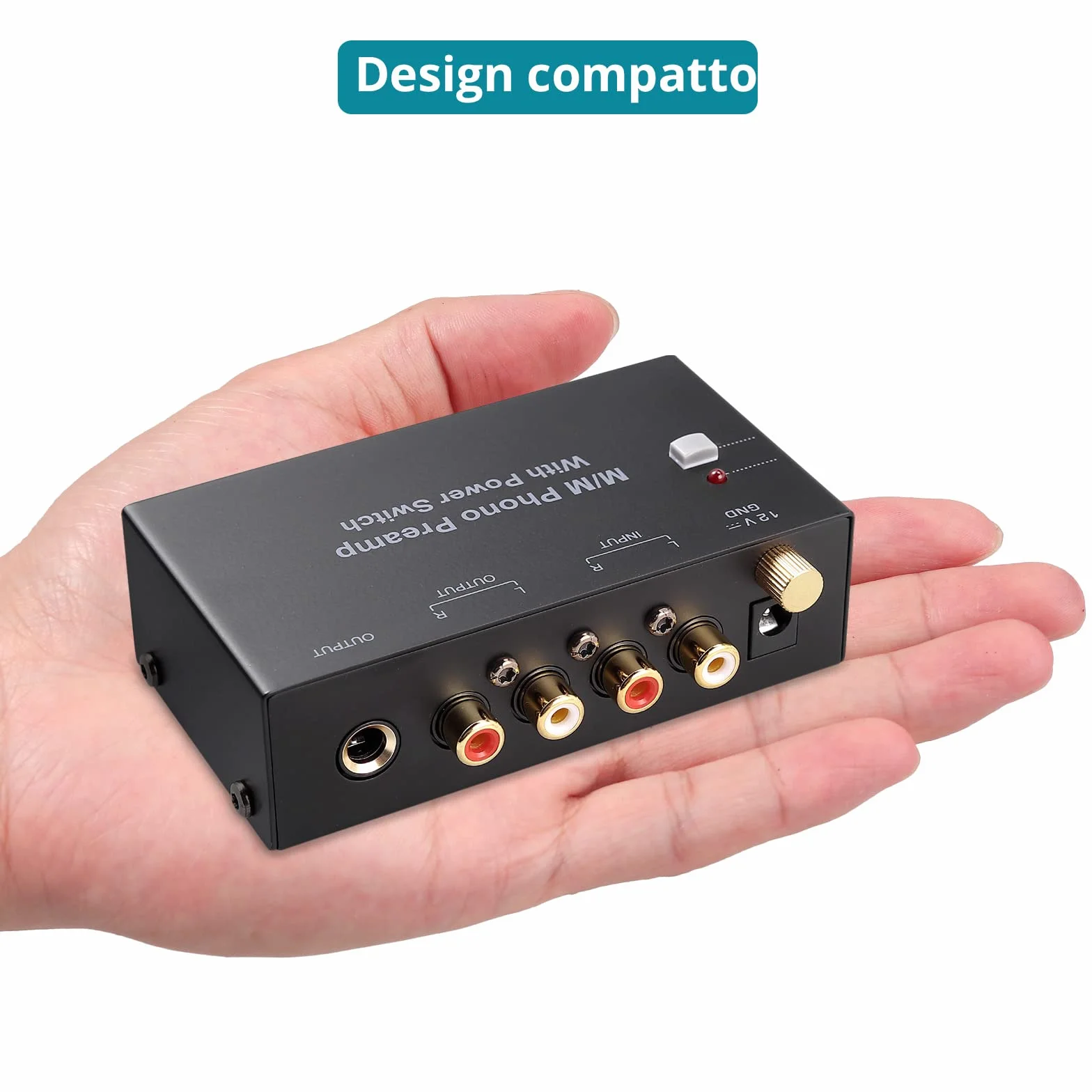 MM Phono Preamplificatore DC 12V Audio Stereo Preamp per Giradischida a Basso Rumore con Uscita RCA e TRS