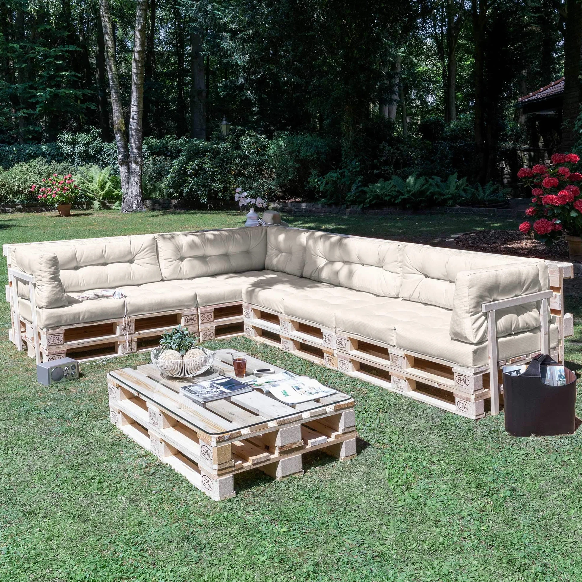 Beautissu Cuscino laterale per divano di pallet ECO Elements 60x40x10-20cm beige