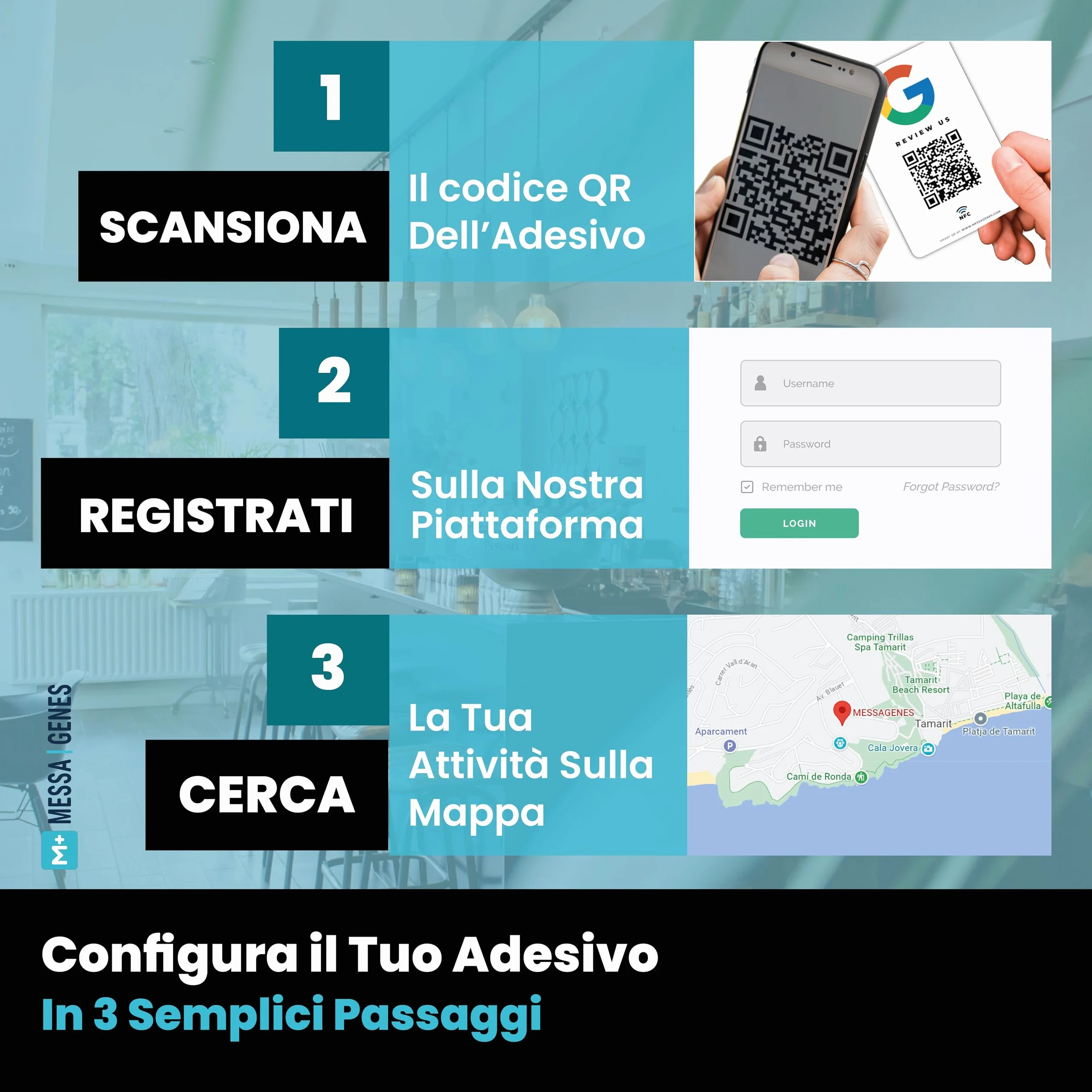 Carta Riutilizzabile per Recensioni Google con QR & NFC Toccabile - Pack 2 - iPhone & Android - Configura a Casa | MESSAGENES