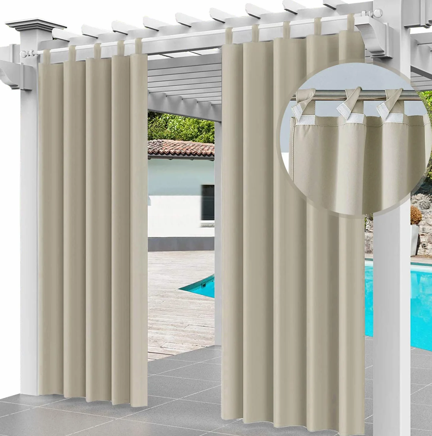 Ferocity Tenda per Esterni Impermeabile Set 2X 220 x 155 cm Impermeabile per Patio Portico Anteriore pergola per Giardino Cortile Balcone (2 Pezzi) Beige [129]