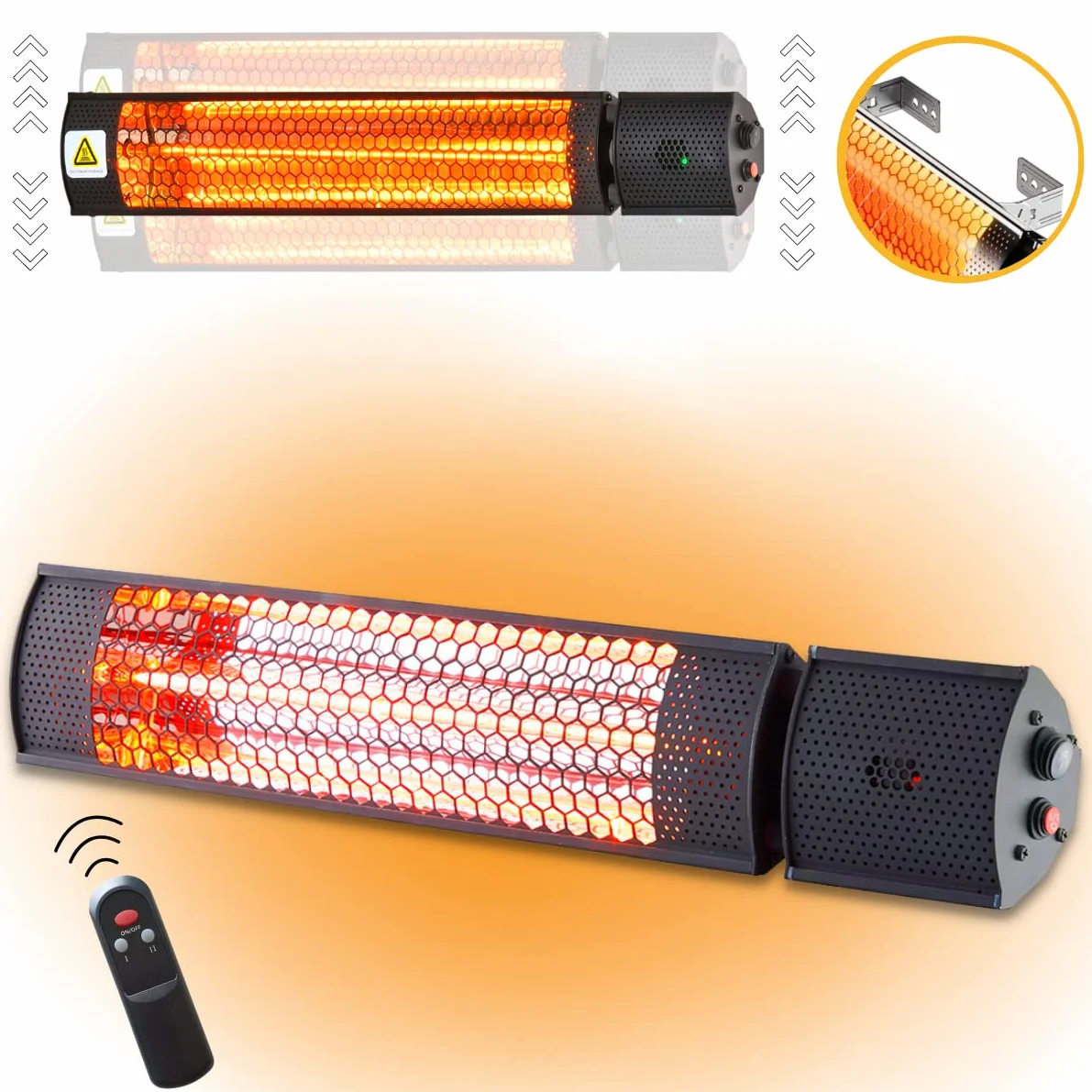Stufa a Infrarossi 2000W STARLYF Riscaldatore Elettrico IP65 con Telecomando