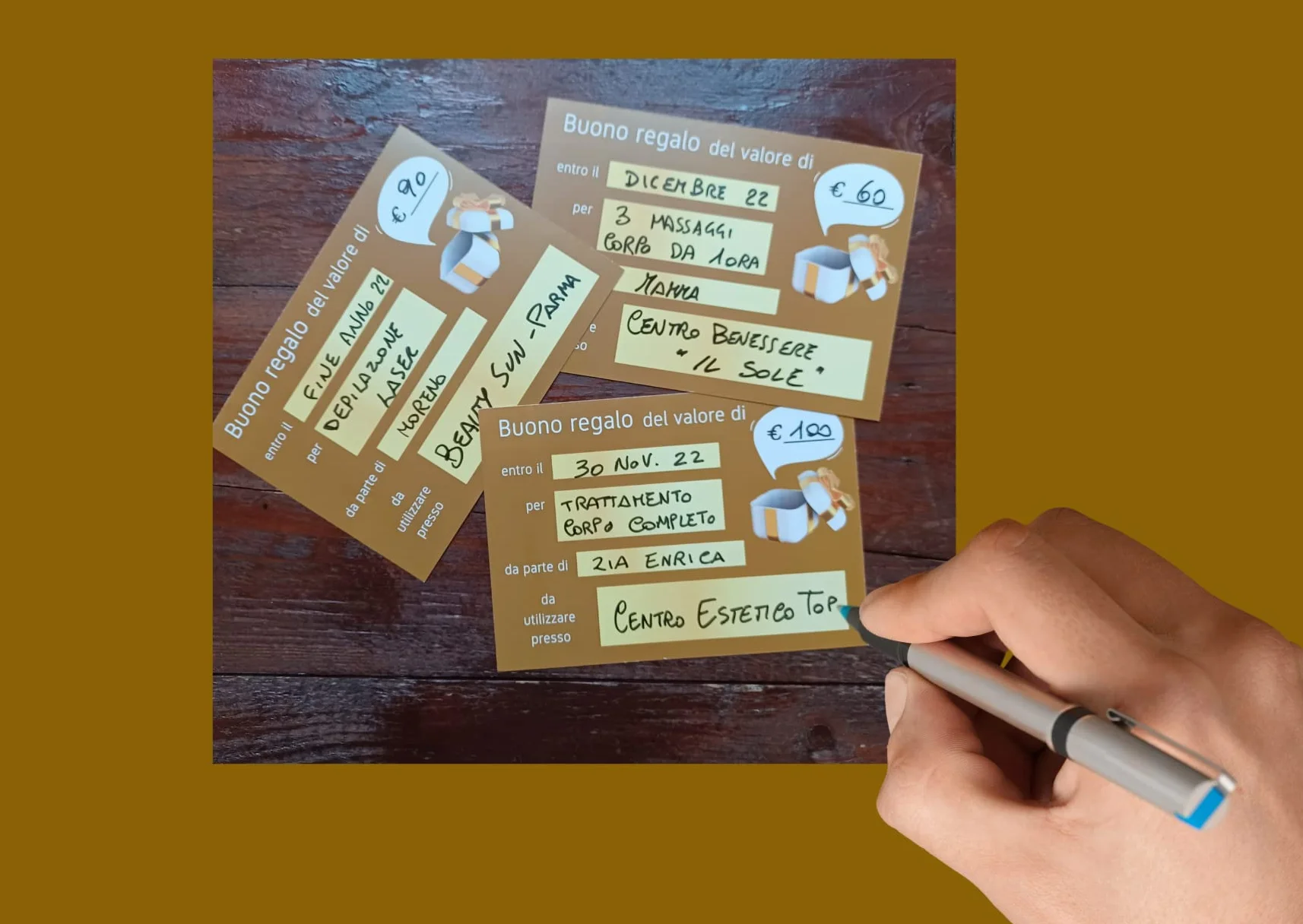 Buoni Regalo Estetista Voucher per Saloni & Spa – Cartoncino Plastificato da Compilare – Idee promozionali cliente