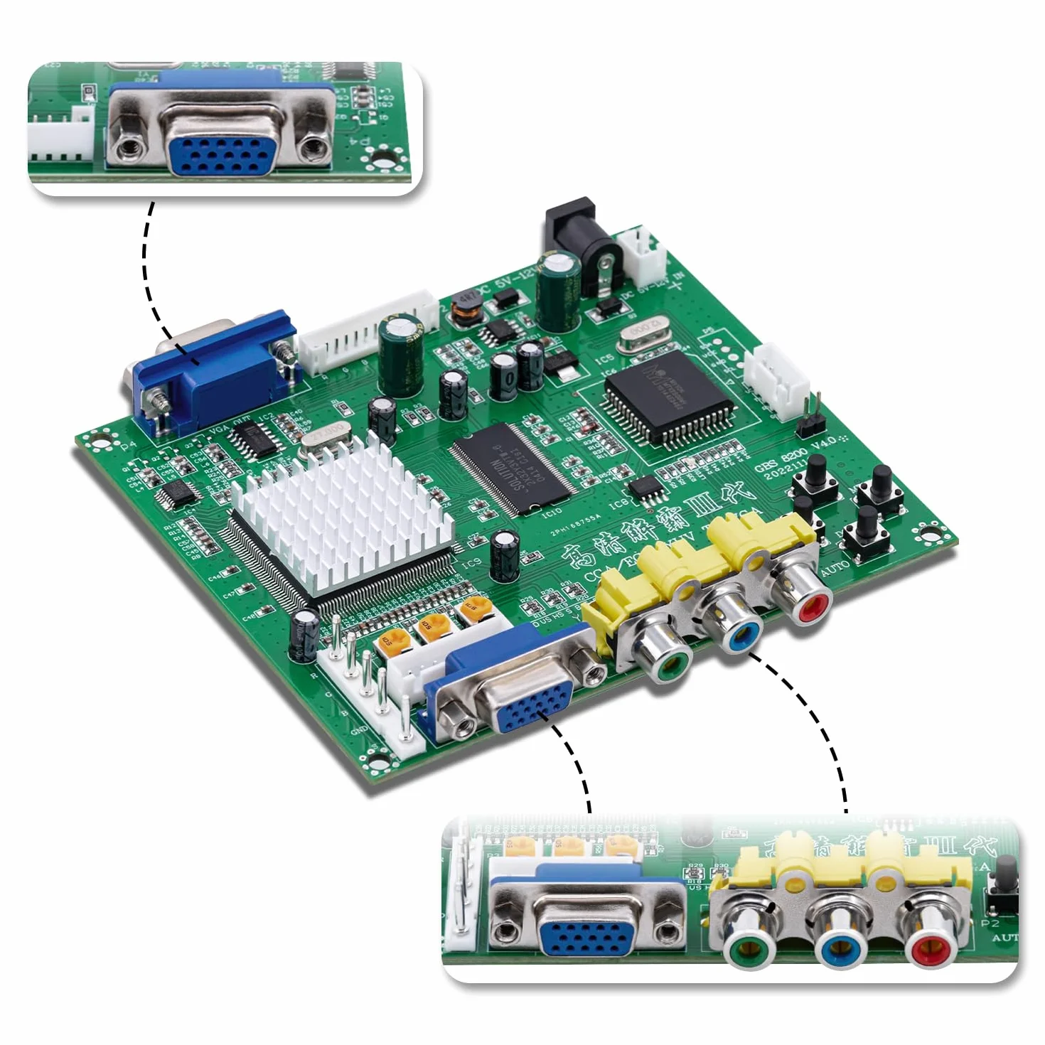 Mcbazel Scheda di conversione video RGB/CGA/EGA a VGA HD Arcade Game per monitor da gioco