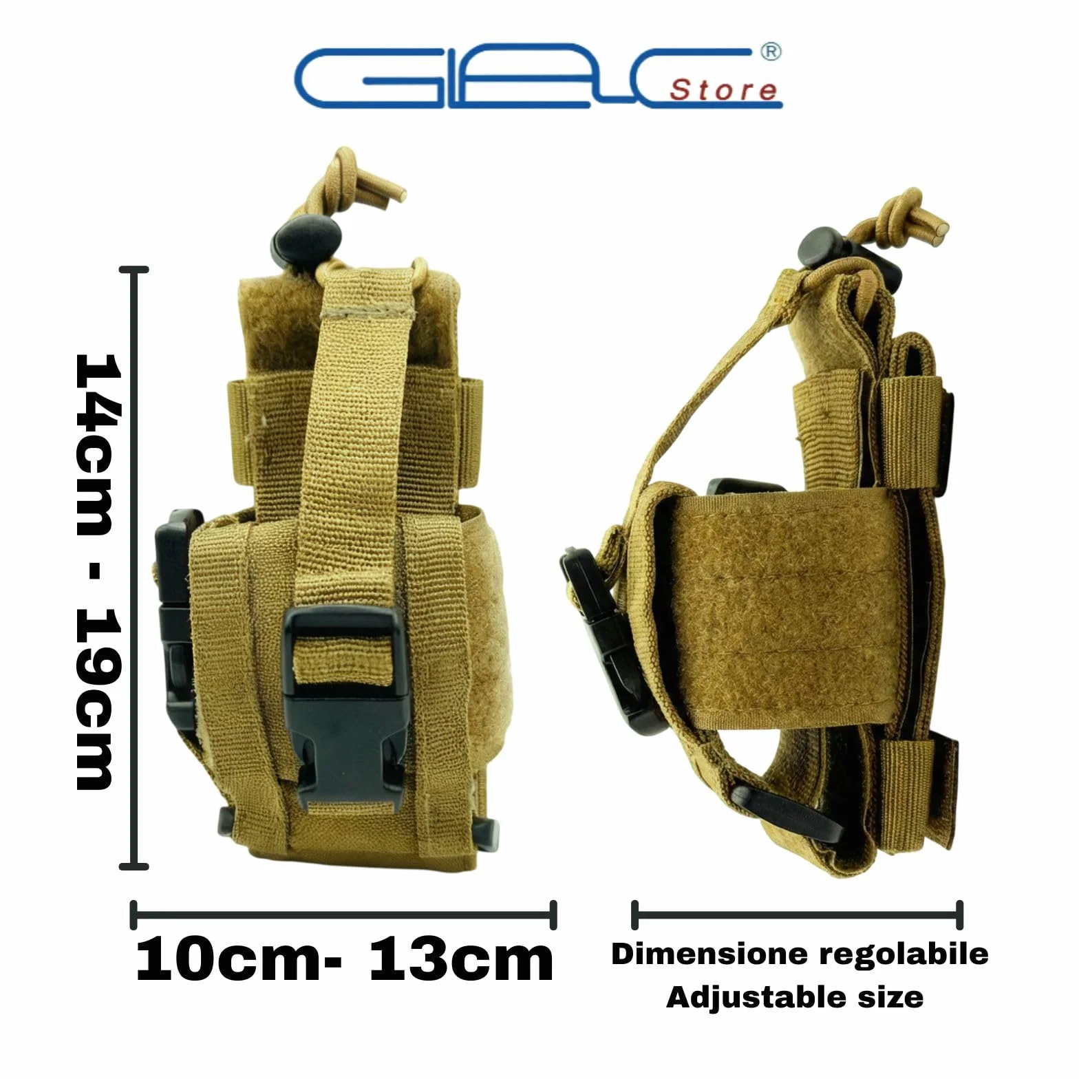 Tasca porta radio tattica MOLLE universale compatibile gilet zaini cinture 4 colori Tan