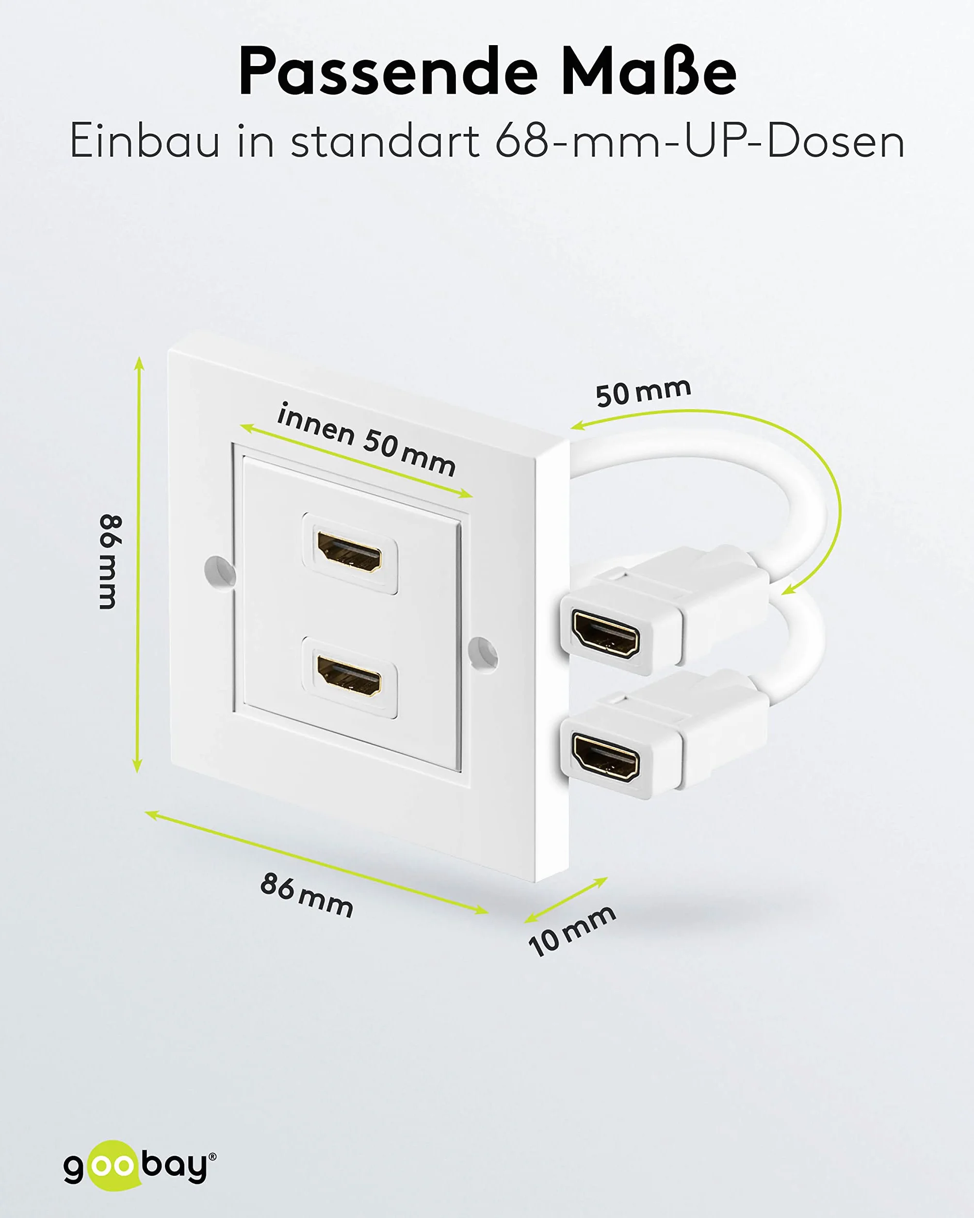Goobay Presa HDMI da Parete, Dorato, Bianco