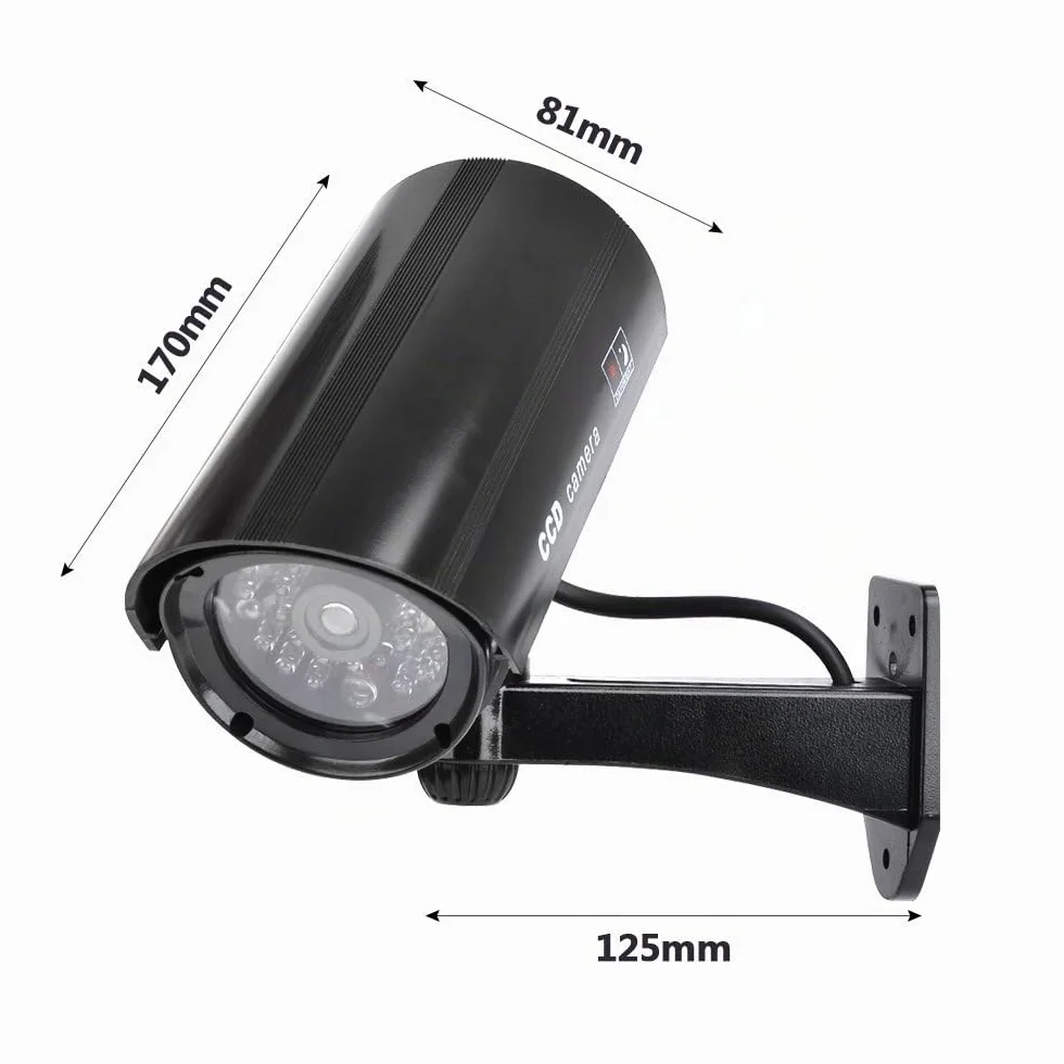 Telecamera di Sicurezza Fittizia TIMESETL con LED Rosso Lampeggiante - Nera