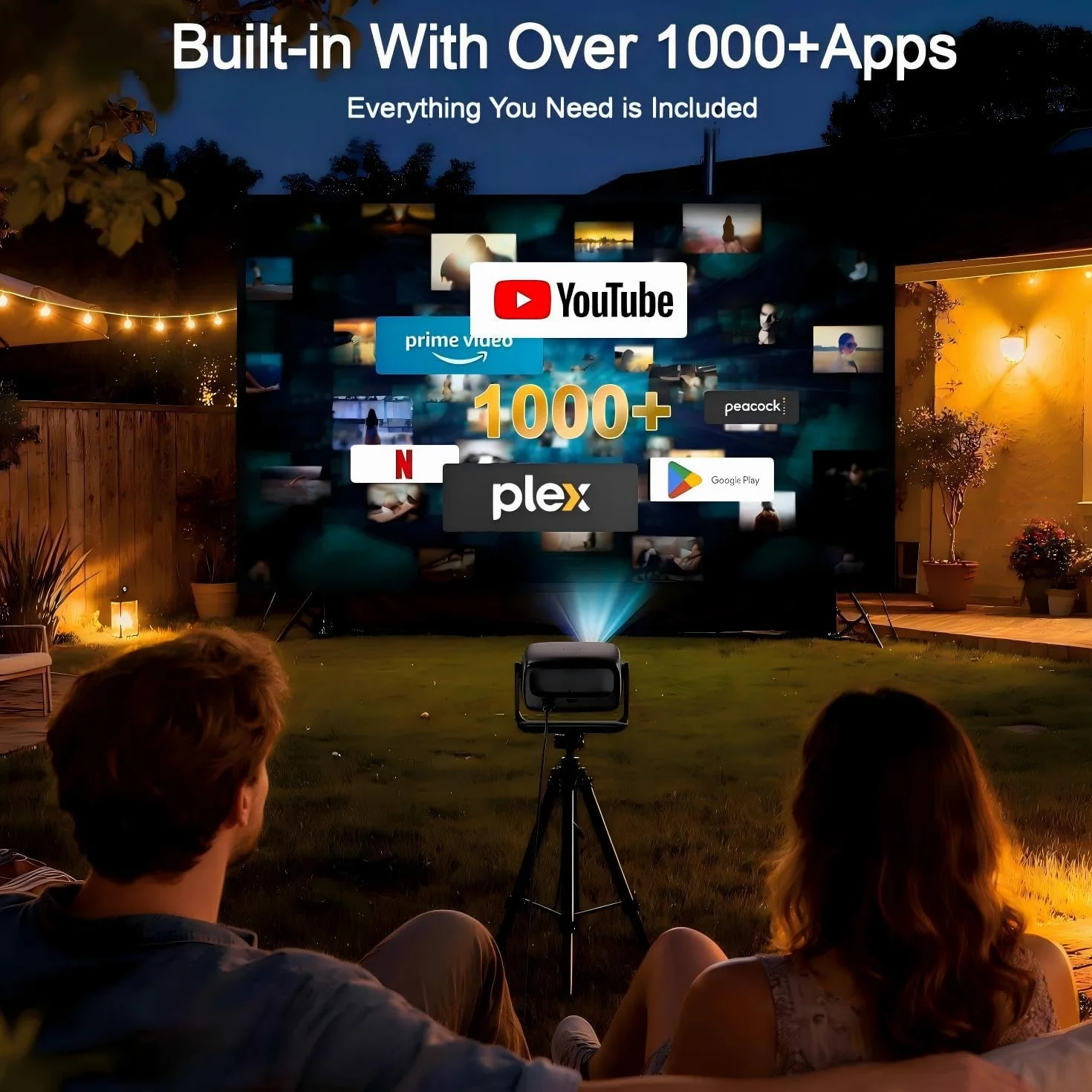 Proiettore 4K 30000 Lumen Smart TV WiFi 6 Bluetooth 5.4 Autofocus Correzione Trapezoidale 6D Android 14 Videoproiettore