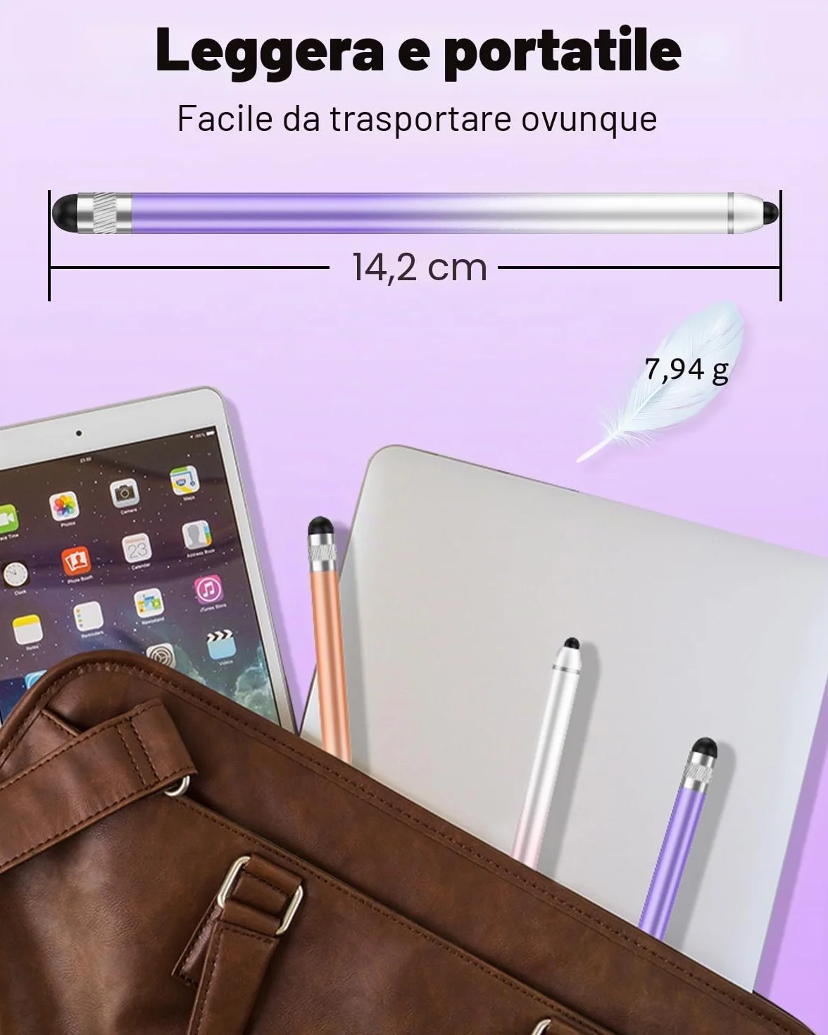 AmberVec Penna Stylus Capacitiva a Doppia Punta per Touchscreen iPhone iPad Android Tablet, Confezione da 2