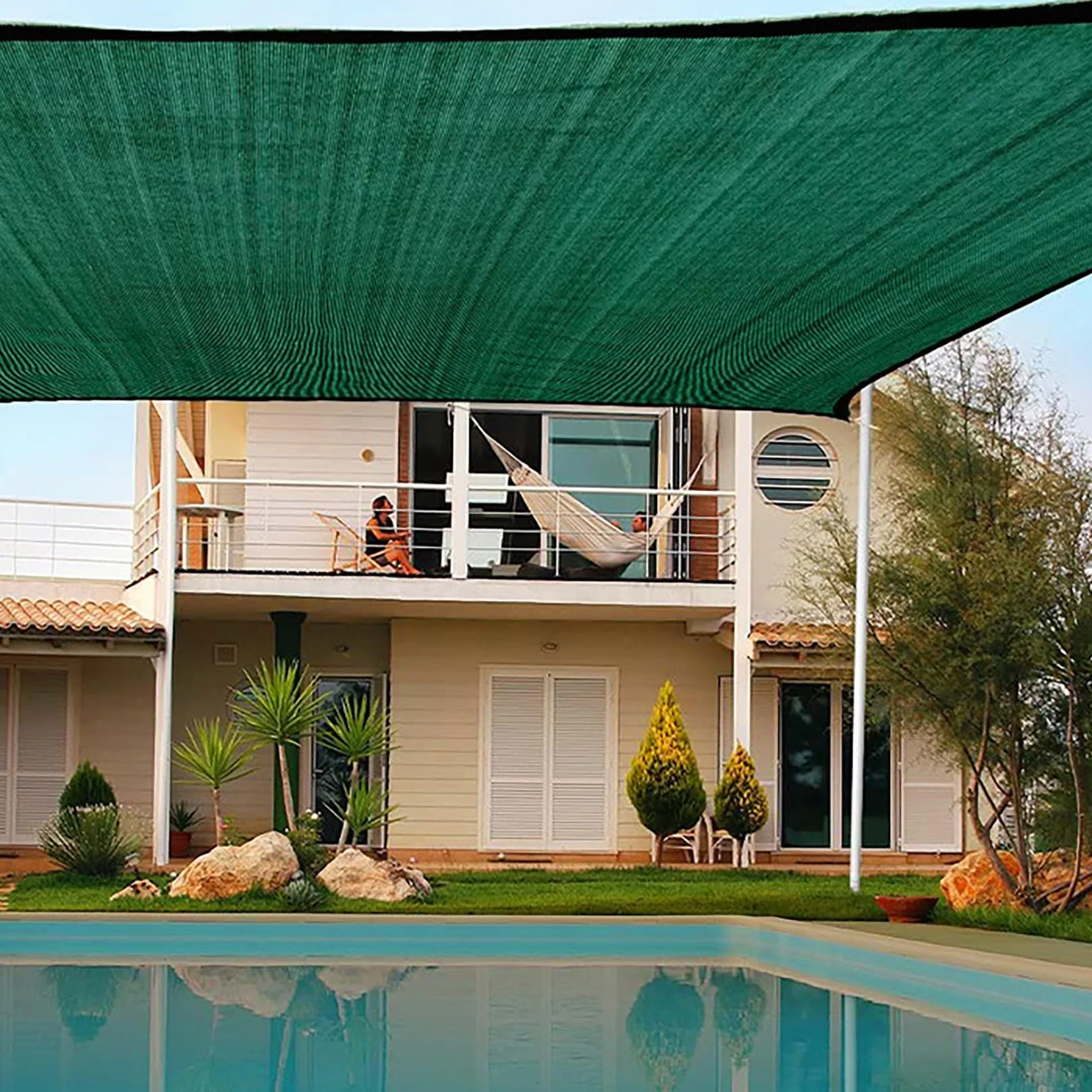 Telo Ombreggiante Verde 2x5m Rete Ombreggiante per Esterni Con Occhielli | 90% Sole/UV Protezione Tessuto Ombreggiantes Traspirante Hdpe Panno Vele Parasole per Giardino/Pergola/Piante Da Patio