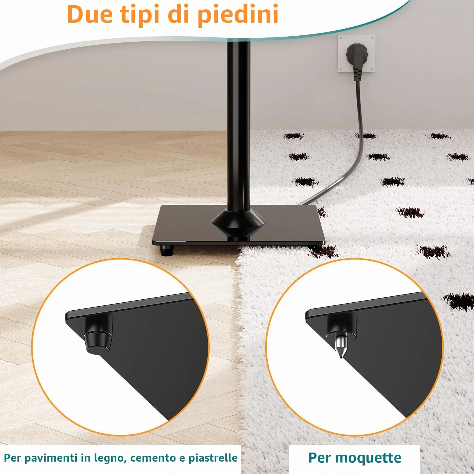 ELIVED Supporto altoparlante 808mm base vetro 10kg per Teufel JBL Sony