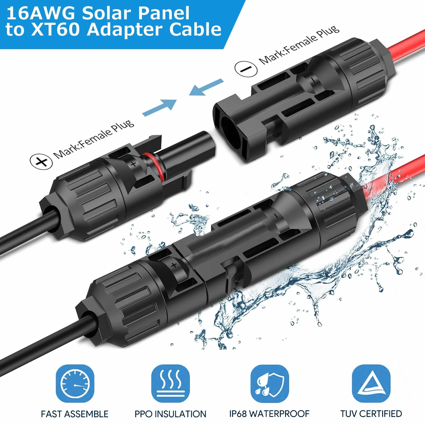 KFD Cavo XT60, Cavo di Prolungaper Anker 757 PowerHouse 767 EF Ecoflow River Delta Max serie pannello solare ALLPOWERS S2000 Pro portatile Powerstation & generatore solare 3,5 m