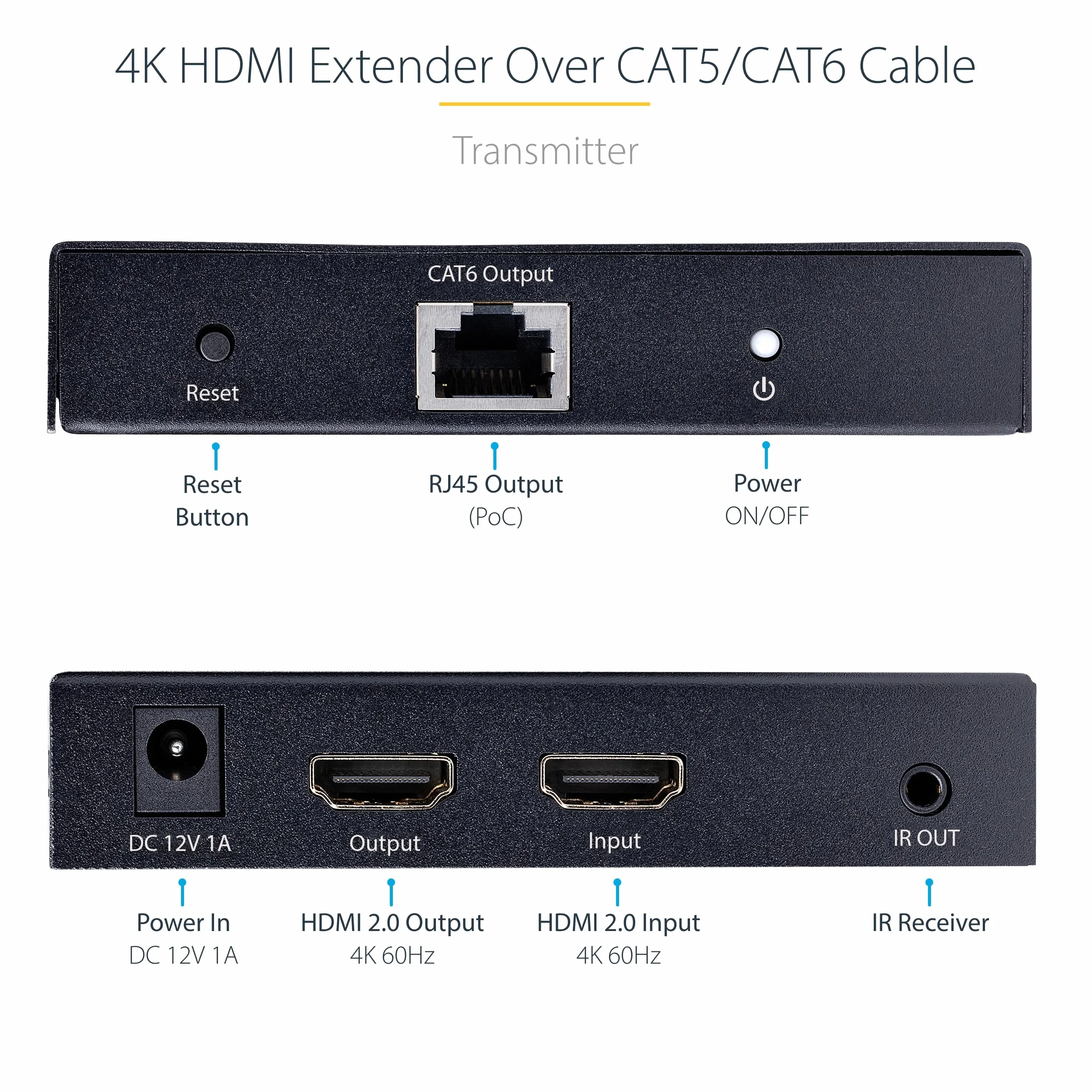 StarTech.com Estensore HDMI 4K 60Hz HDR CAT5/CAT6 fino a 70m con Uscita HDMI e S/PDIF - Kit Trasmettitore e Ricevitore