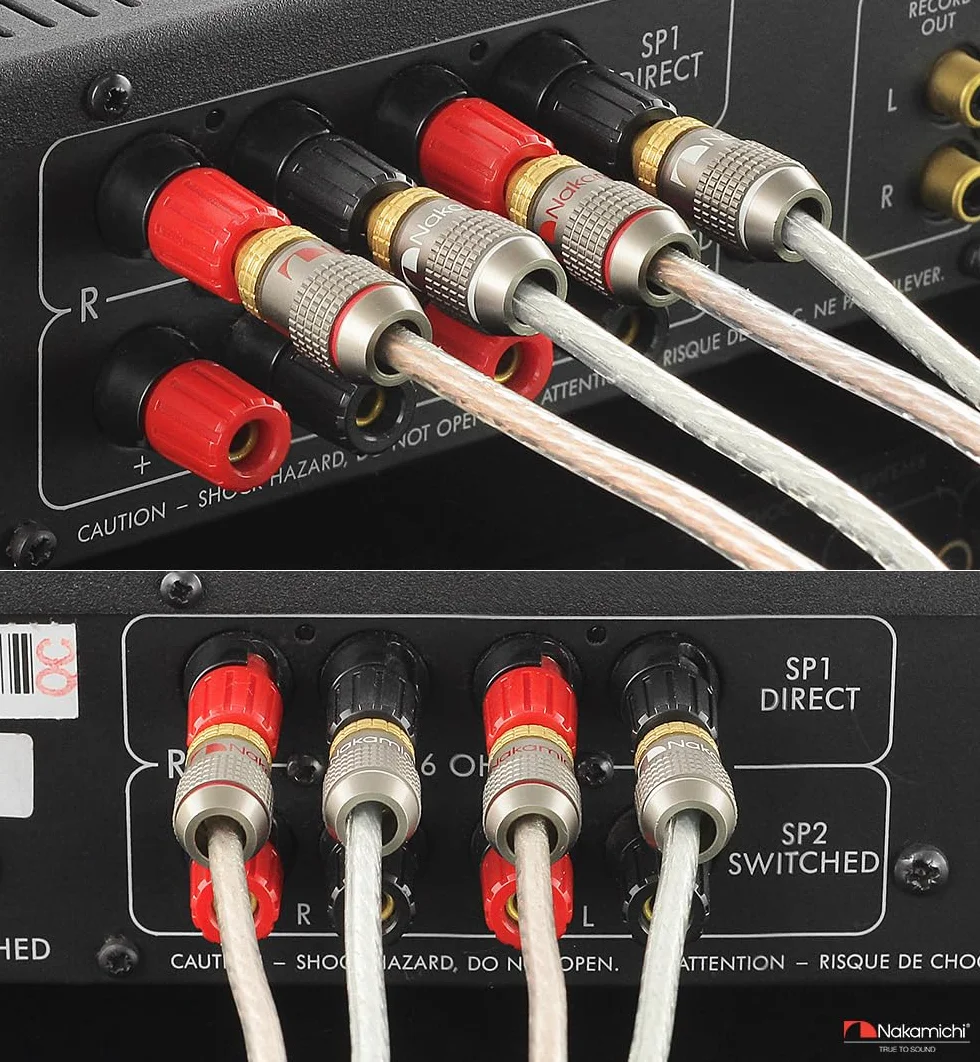 Nakamichi FanLock Excel Connettore a banana placcato oro 24 carati 10 AWG - 18 AWG 4 mm per amplificatori Hi-Fi Stereo Home Theatre 8 pezzi