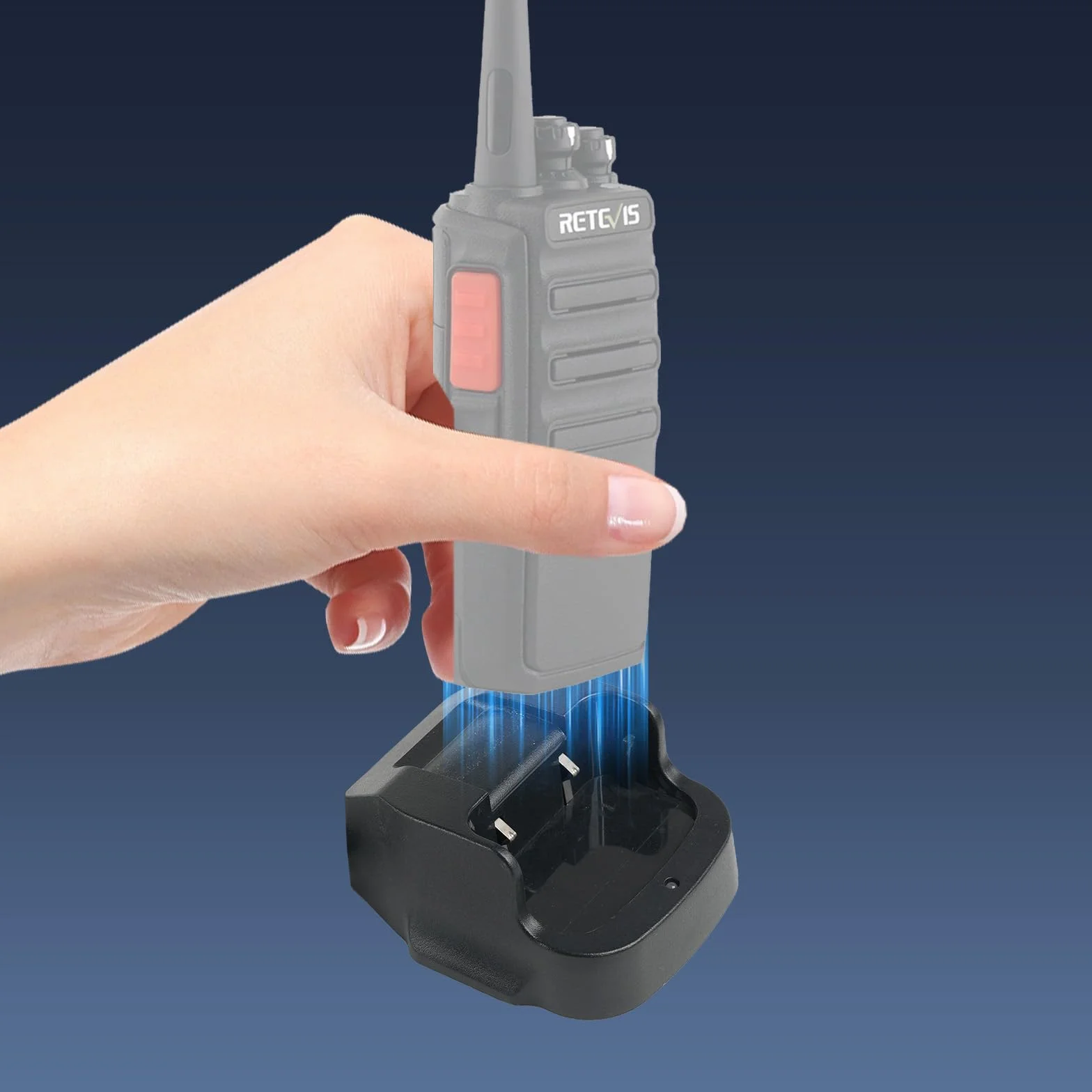 Retevis RT24 Caricabatterie Base USB Originale per Ricetrasmittente, Compatibile RT24/RT21, Nero