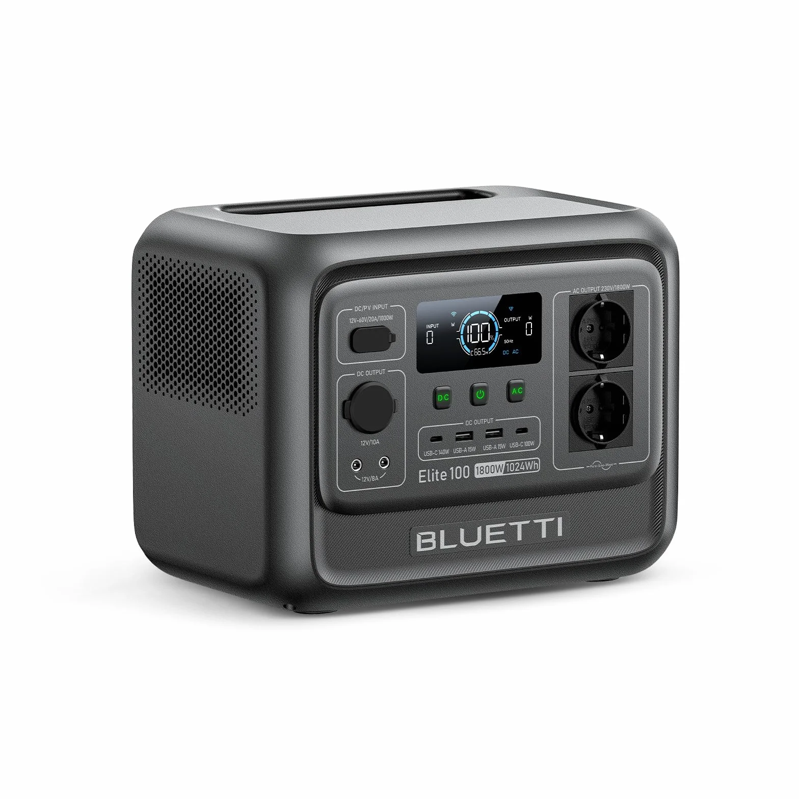 BLUETTI Elite 100 V2 Centrale Elettrica Portatile, LFP Batteria da 1024Wh, 2 Uscite CA 1800W (3600W Picco), 35% Più Piccolo, Alimentazione per campeggio, Interruzioni, Backup UPS