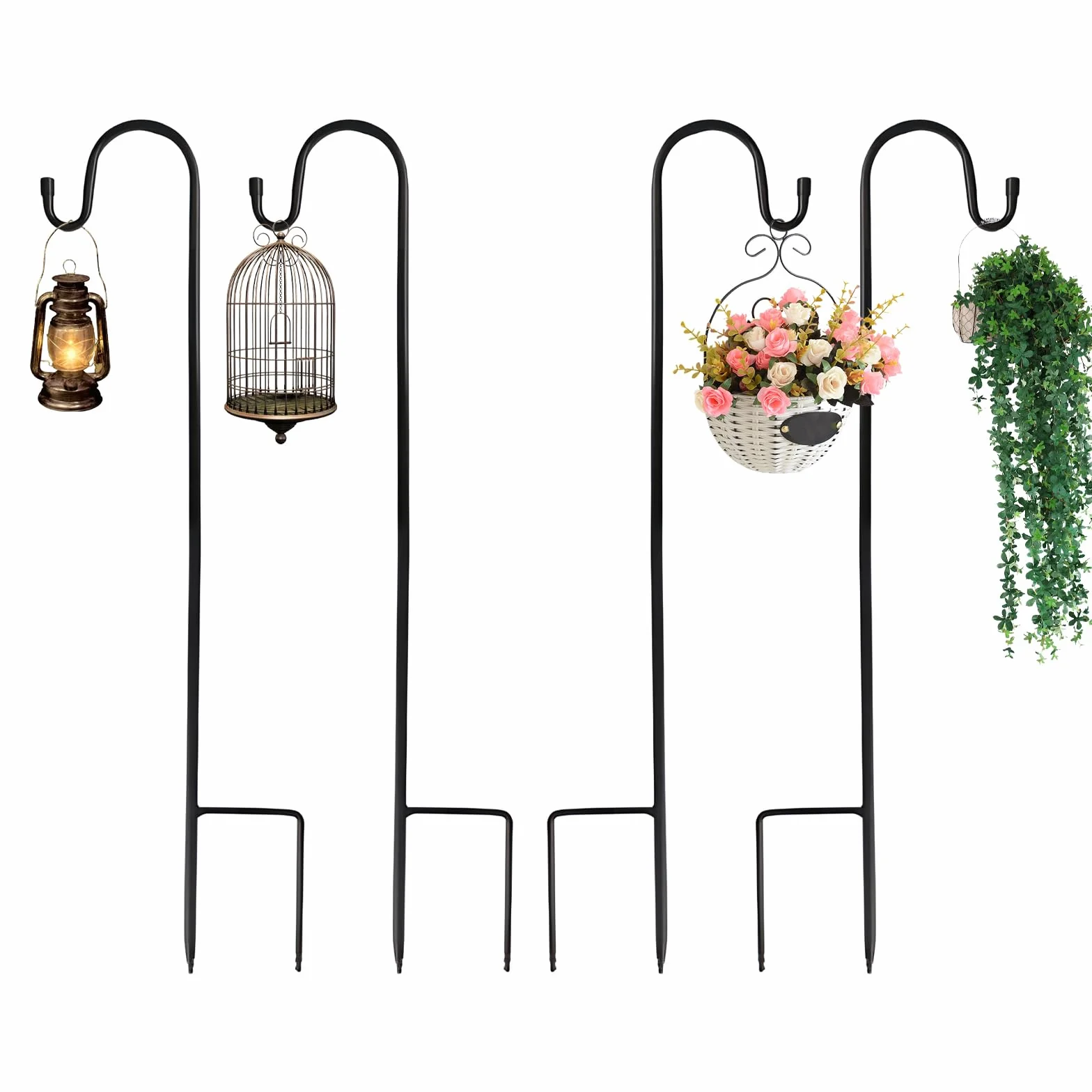 ACONDE 90cm Ganci da Pastore da Giardino, 4 Pezzi Gancio da Pastore da Metallo, per gabbie per Uccelli, Luci Solari, Lanterne, Matrimoni, Cestini per Piante