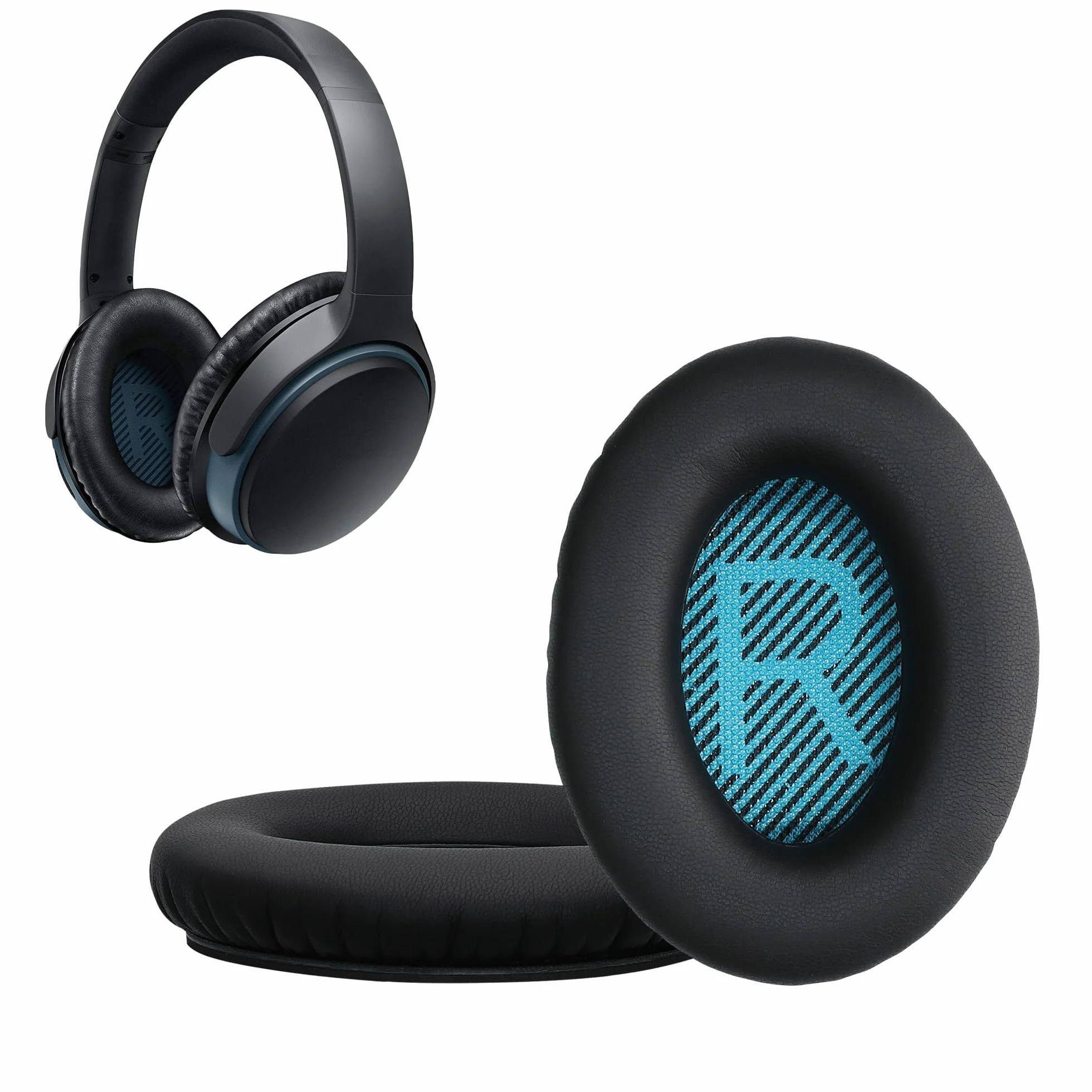 kwmobile Cuscinetti Compatibile Bose Soundlink Around-Ear Wireless II Pad Over Ear Simil Pelle Nero