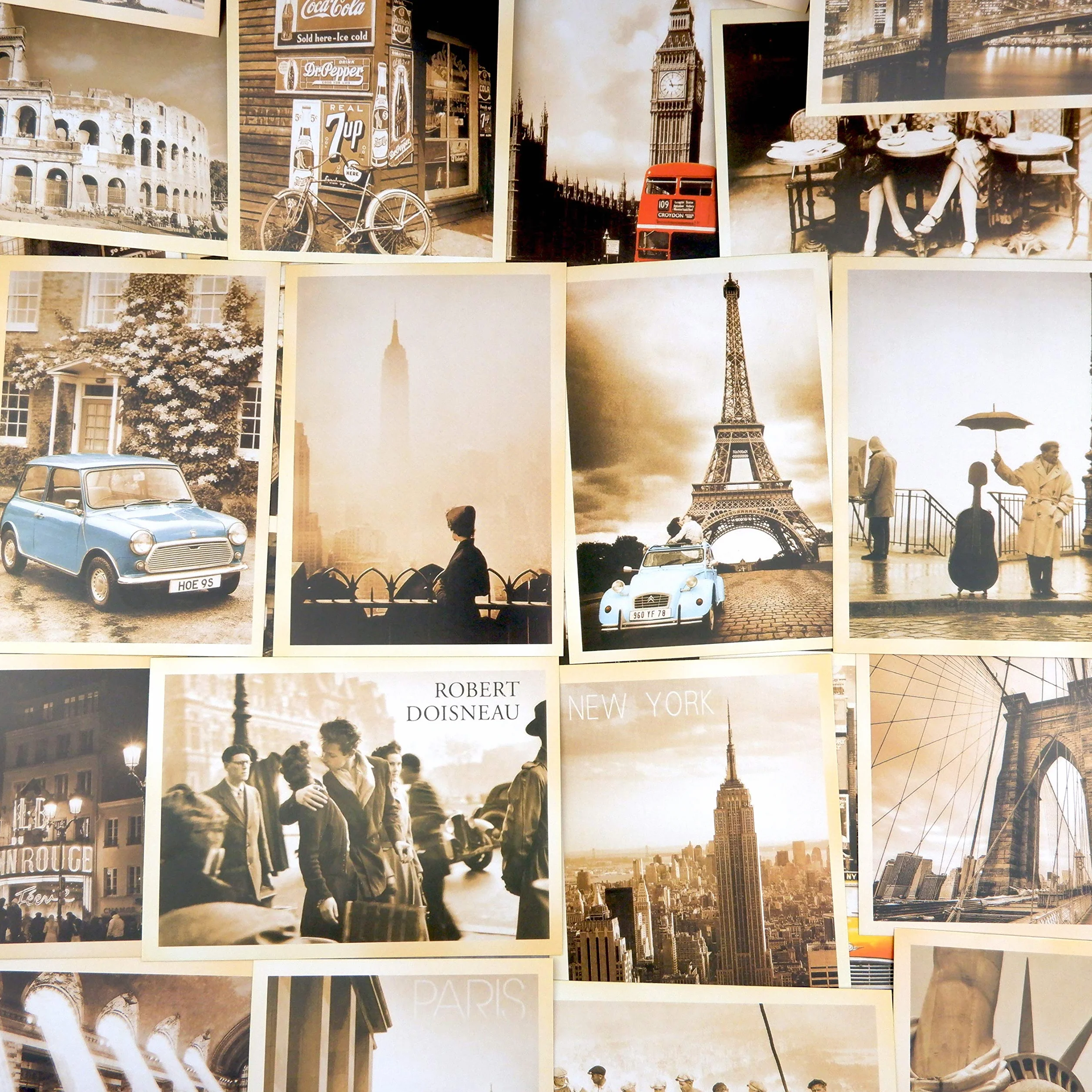 Cartoline Vintage Retrò 32 Pezzi Poster Film Europei Americani Architettoniche 14x10cm