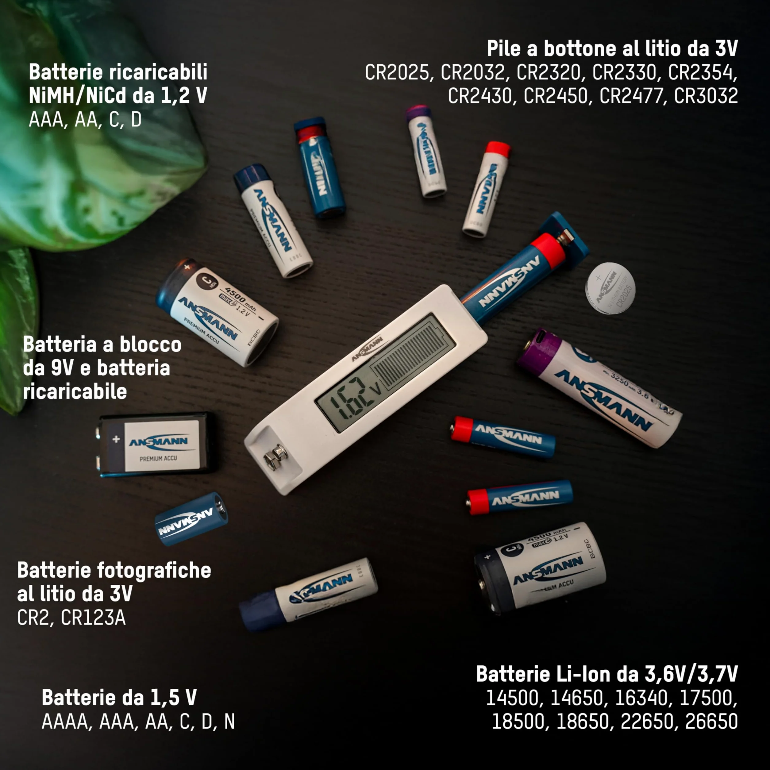 ANSMANN Tester per batterie ricaricabili con display LC