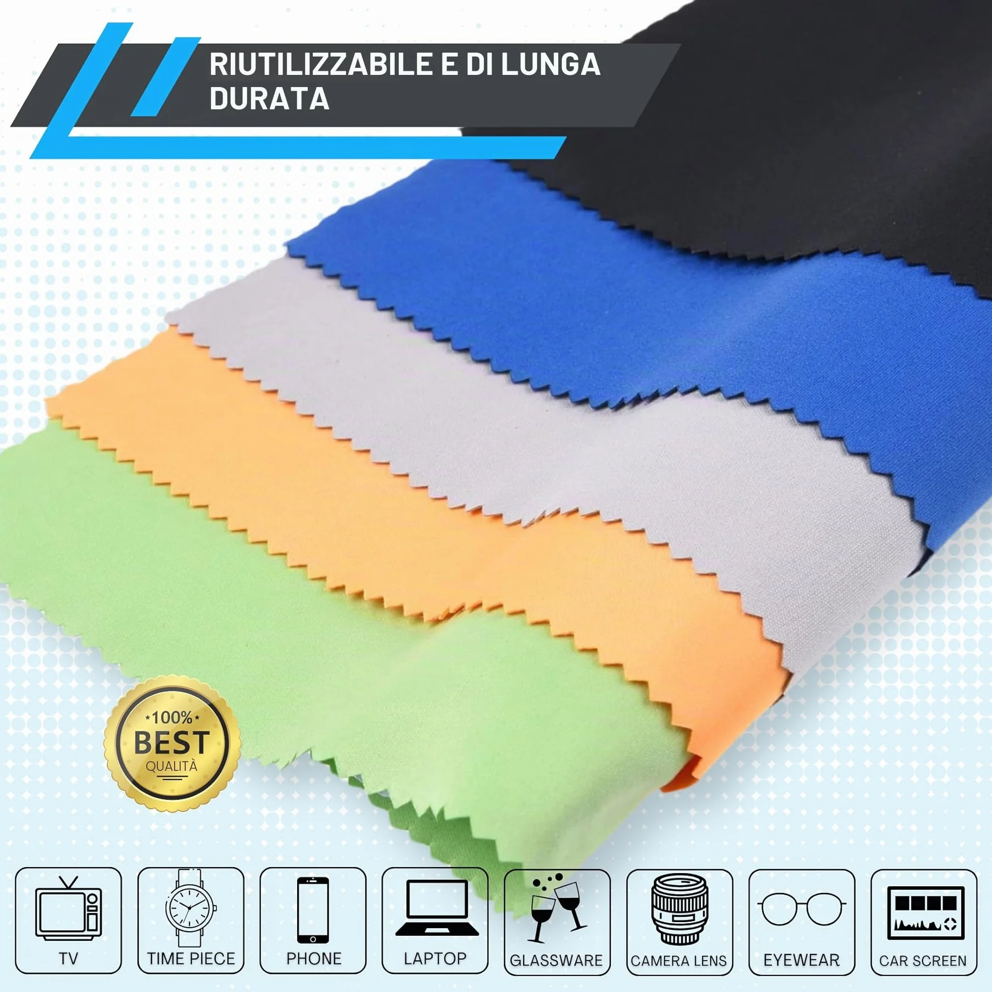 Panni di Pulizia in Microfibra 20x20 cm 5 Pezzi per Schermi TV Monitor Occhiali Lenti LCD