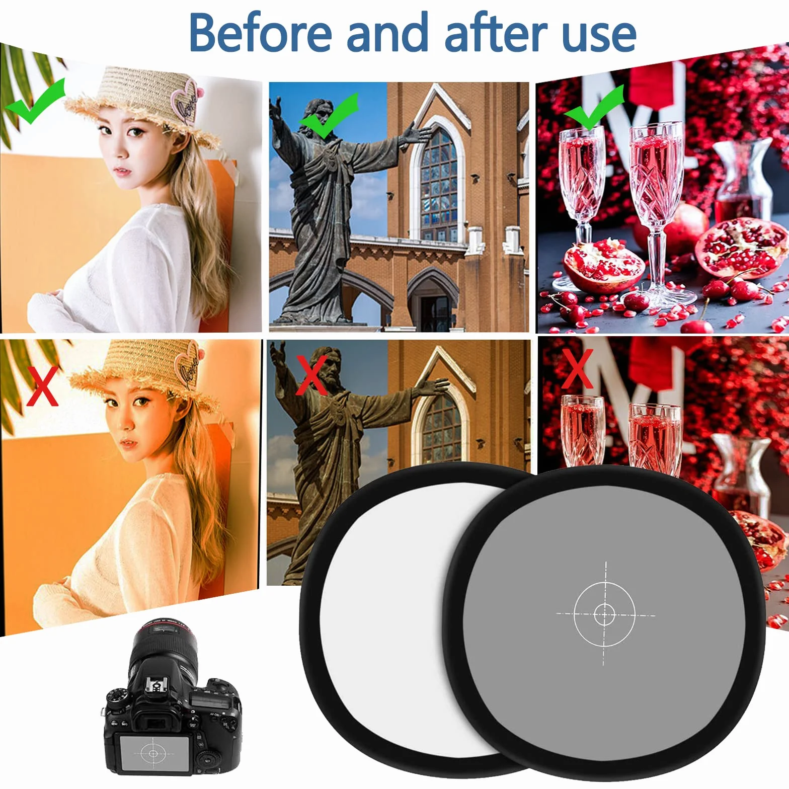 Grey White Balance Reference Card 30 cm Portatile Folding 18% Fotografico Borsa