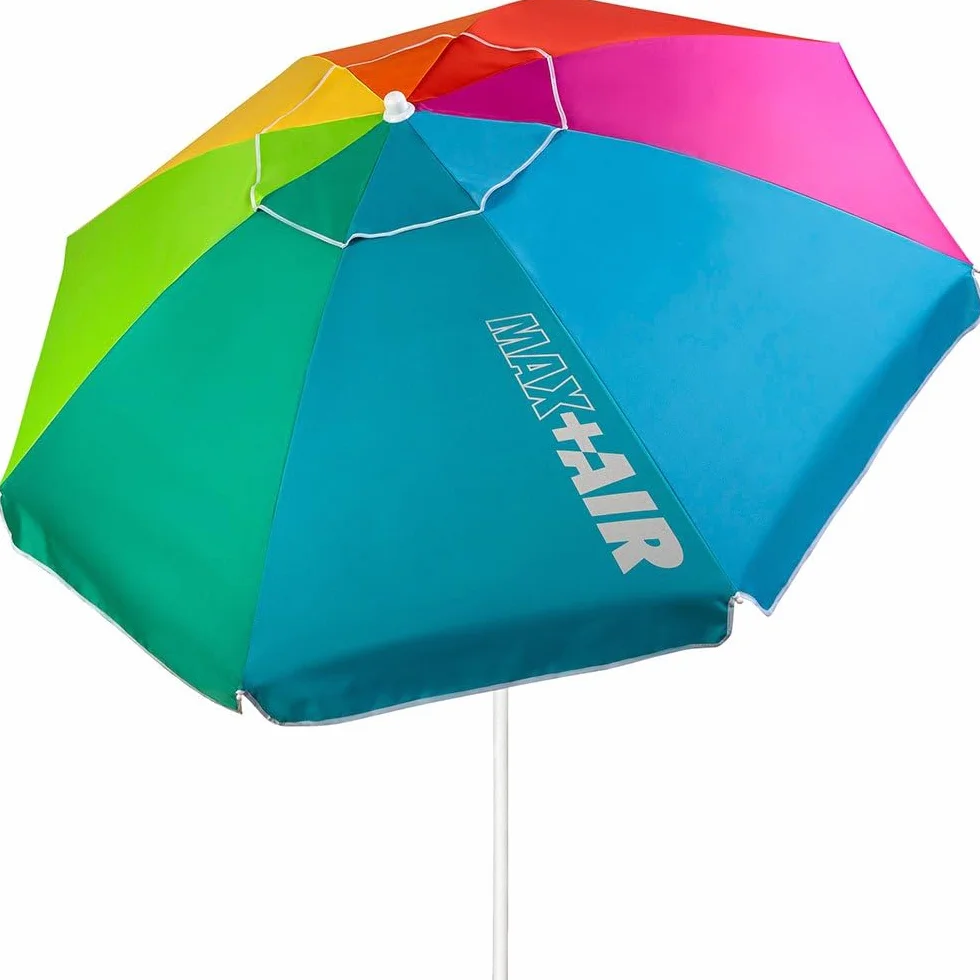 AKTIVE Grande ombrellone da spiaggia Ø200 cm antivento UV 50 palo 28-32 mm flessibile borsa