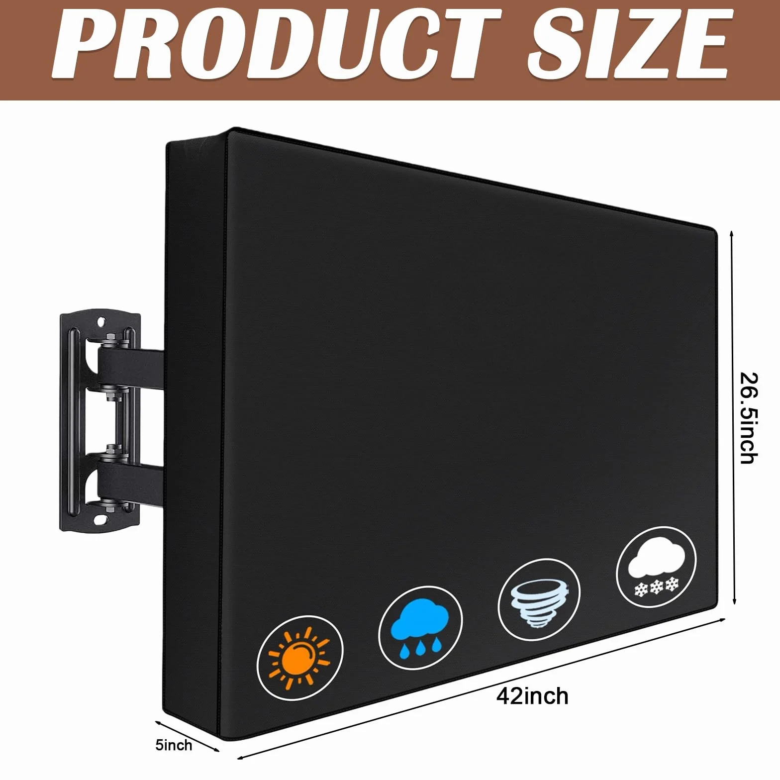 Copertura TV per esterni 40-42 pollici universale 600D Oxford PVC resistente alle intemperie nero