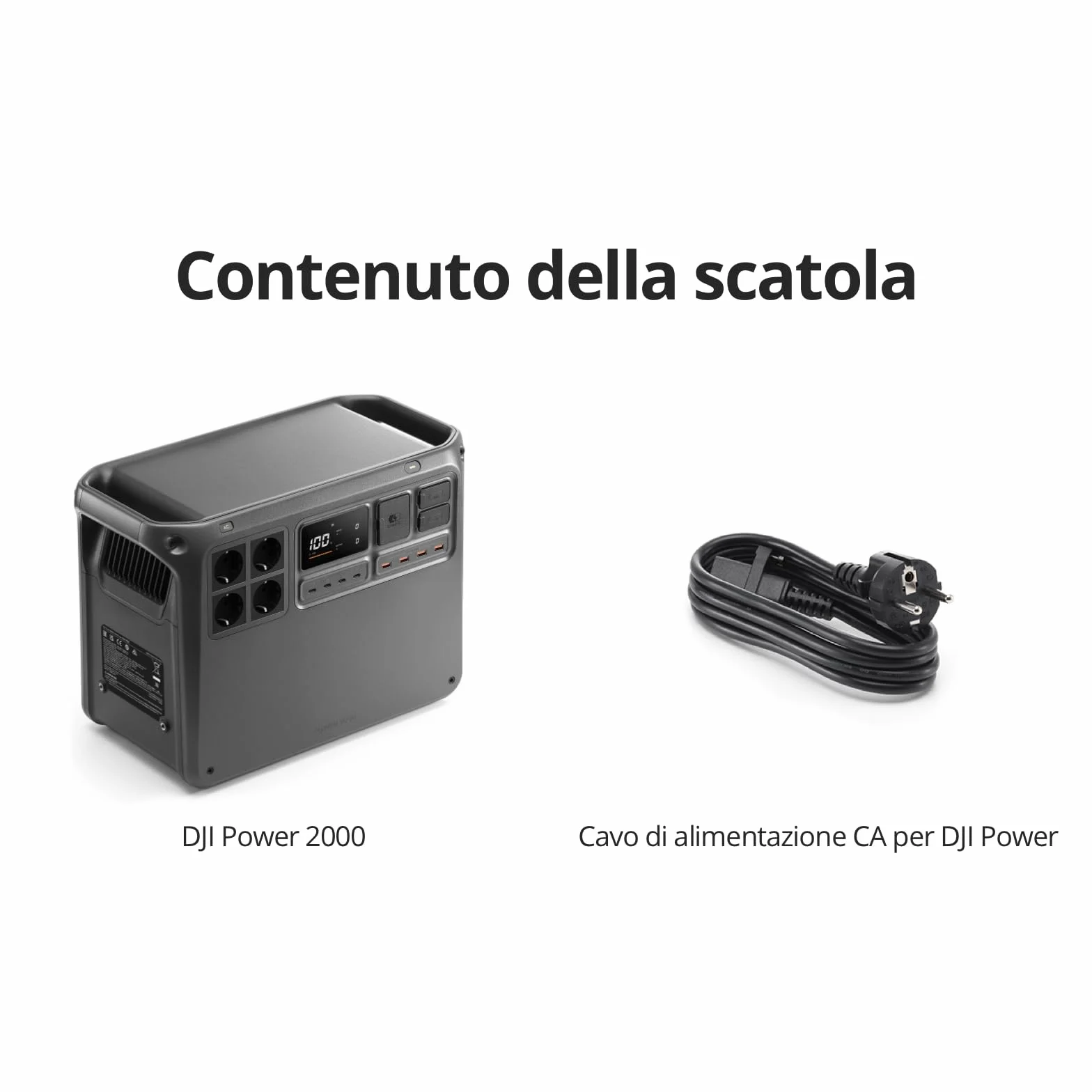 DJI Power 2000 generatore di corrente portatile, centrale elettrica portatile, batteria LFP da 2048 Wh, uscita stabile da 3000 W, ricarica 0-80% in 45 min, power station per casa, campeggio e camper