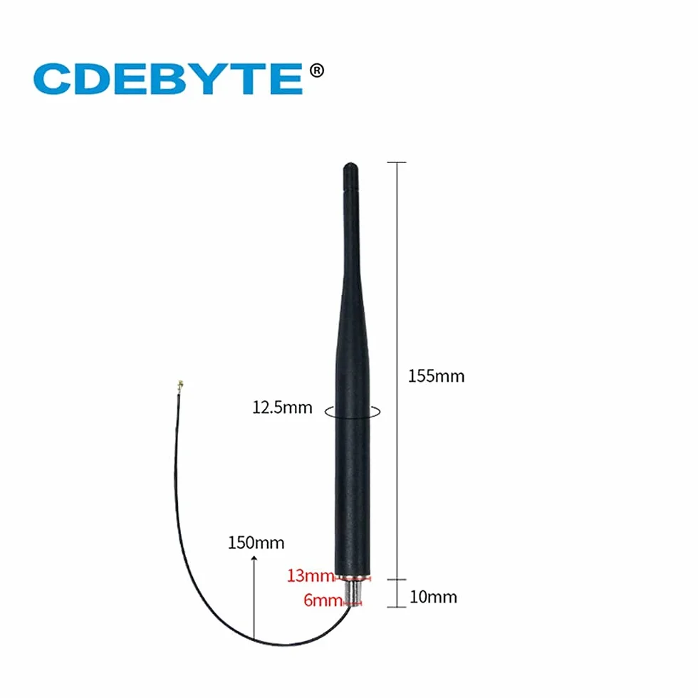 Antenna 868MHz 3dBi Asta di gomma IPEX-1 TX868-JZLW-15 per Logistica Sicurezza Outdoor