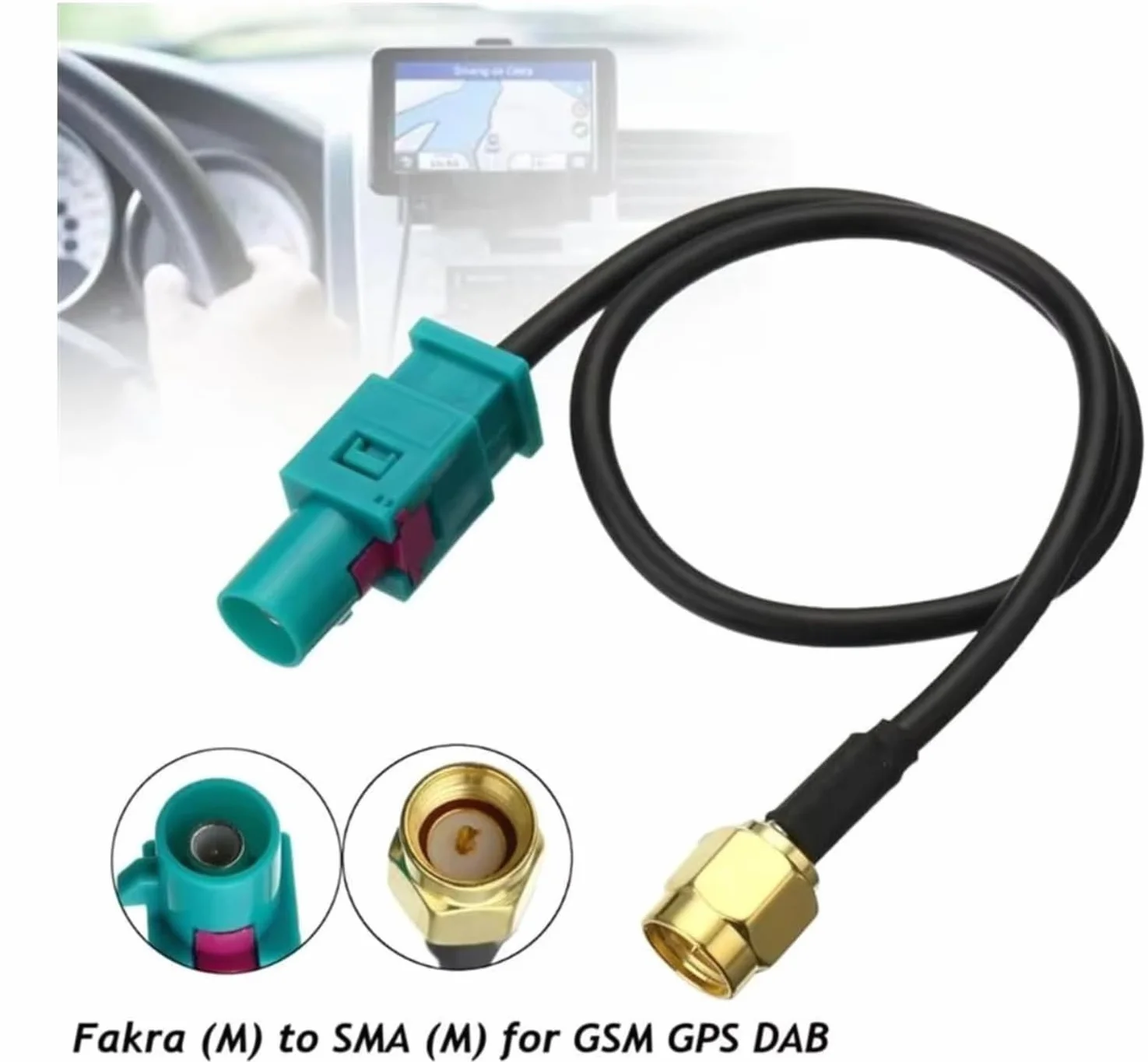 Antenna GPS per Auto 15cm Connettore Fakra Maschio a SMA Maschio Cavo Adattatore RG174